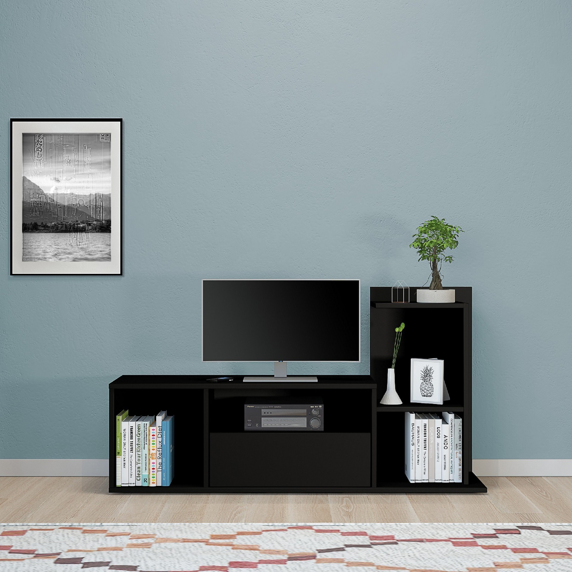 HOMEMANIA Mobile Porta TV Sumatra, nero, , large