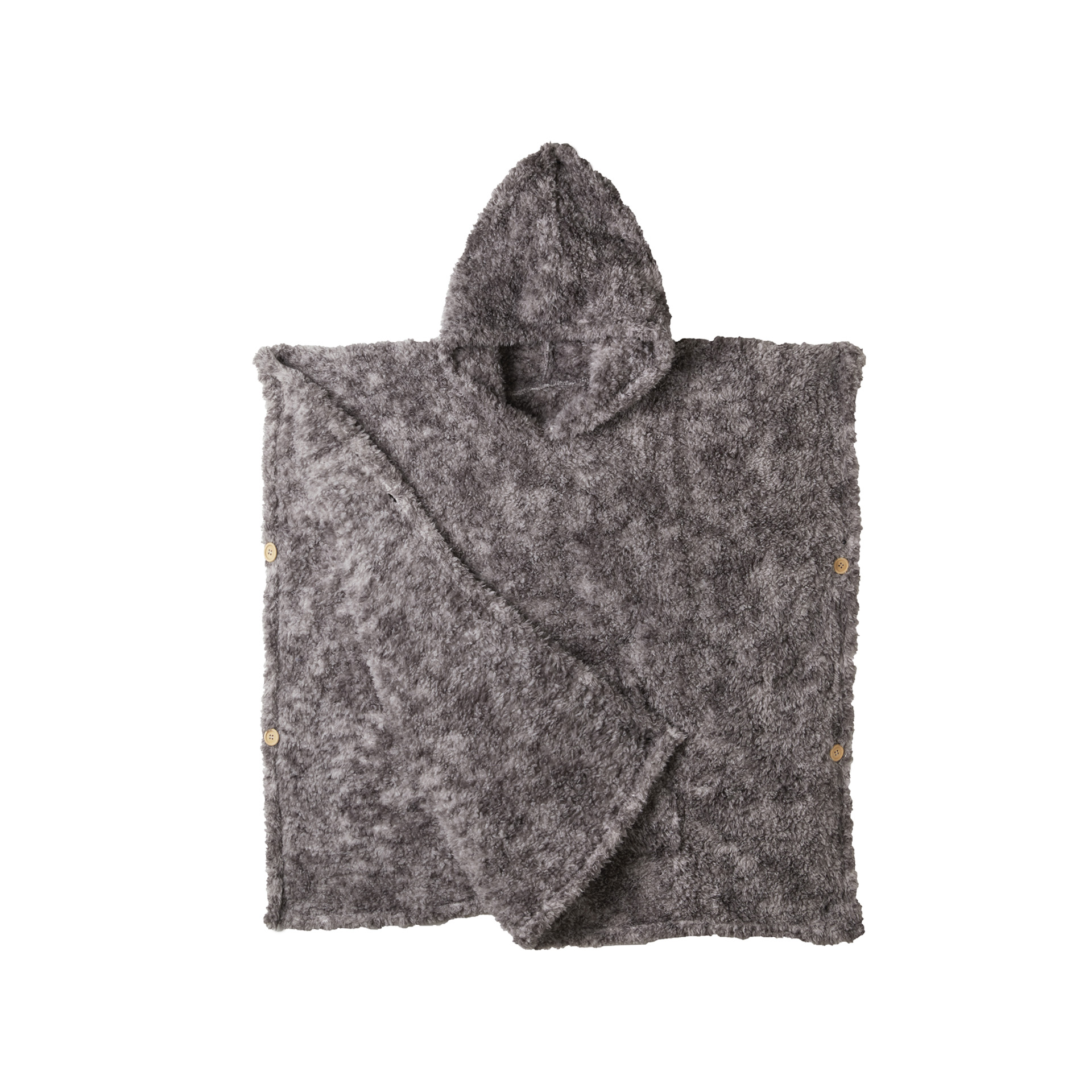 Felpa Poncho In Pile Con Cappuccio, , large