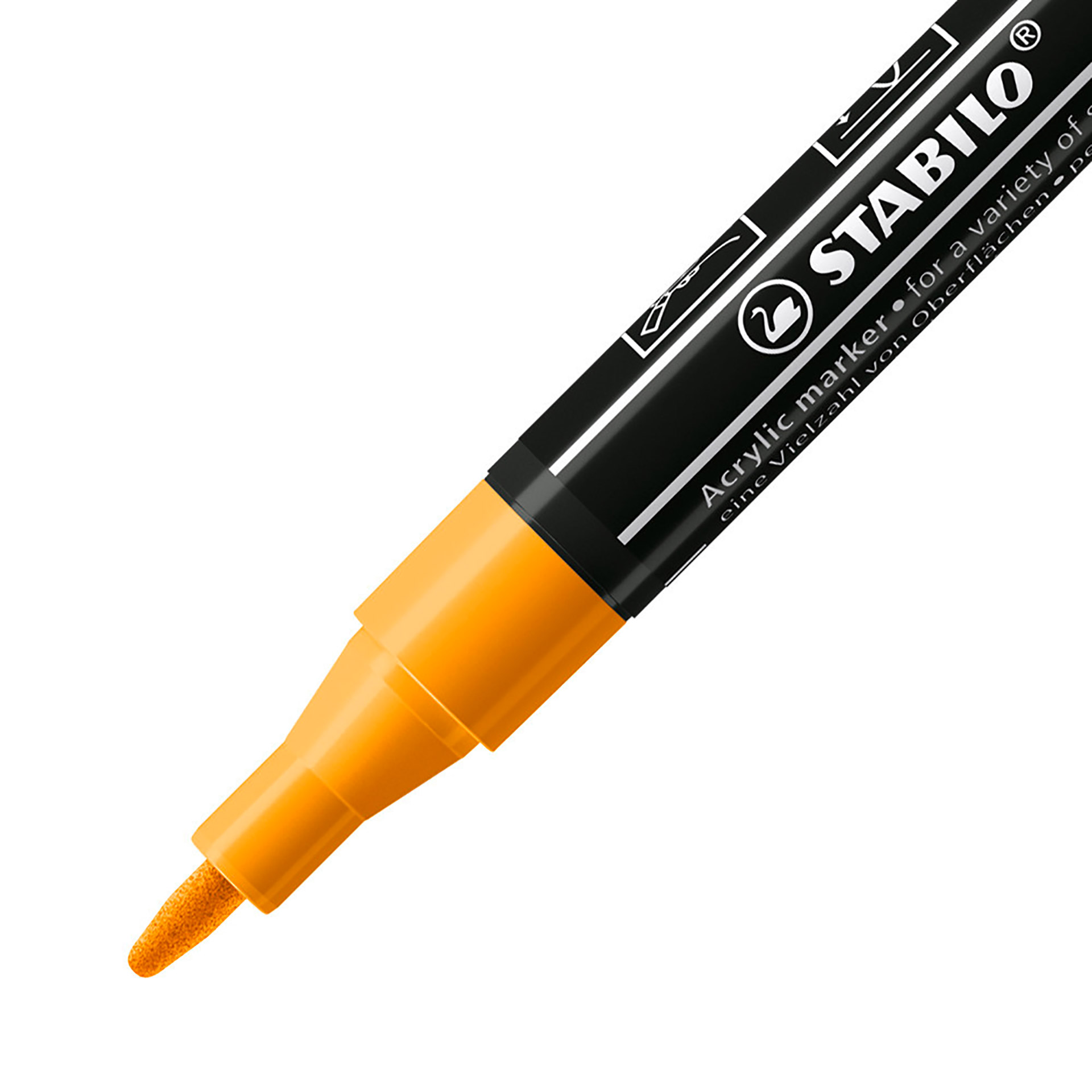 STABILO FREE Acrylic - T100 Punta rotonda 1-2mm - Confezione da 5 - Arancione, , large