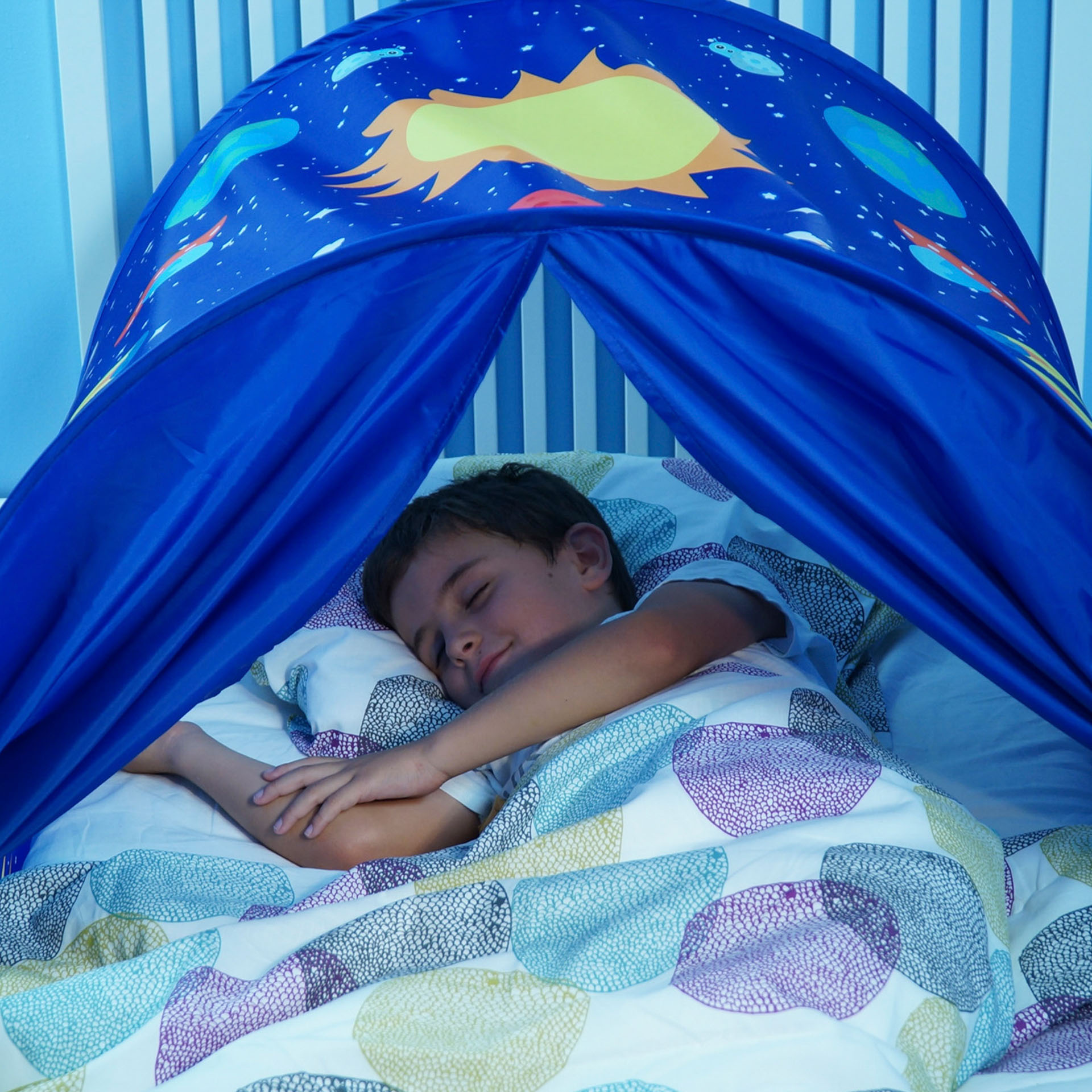 Tenda pop up da letto blu, , large
