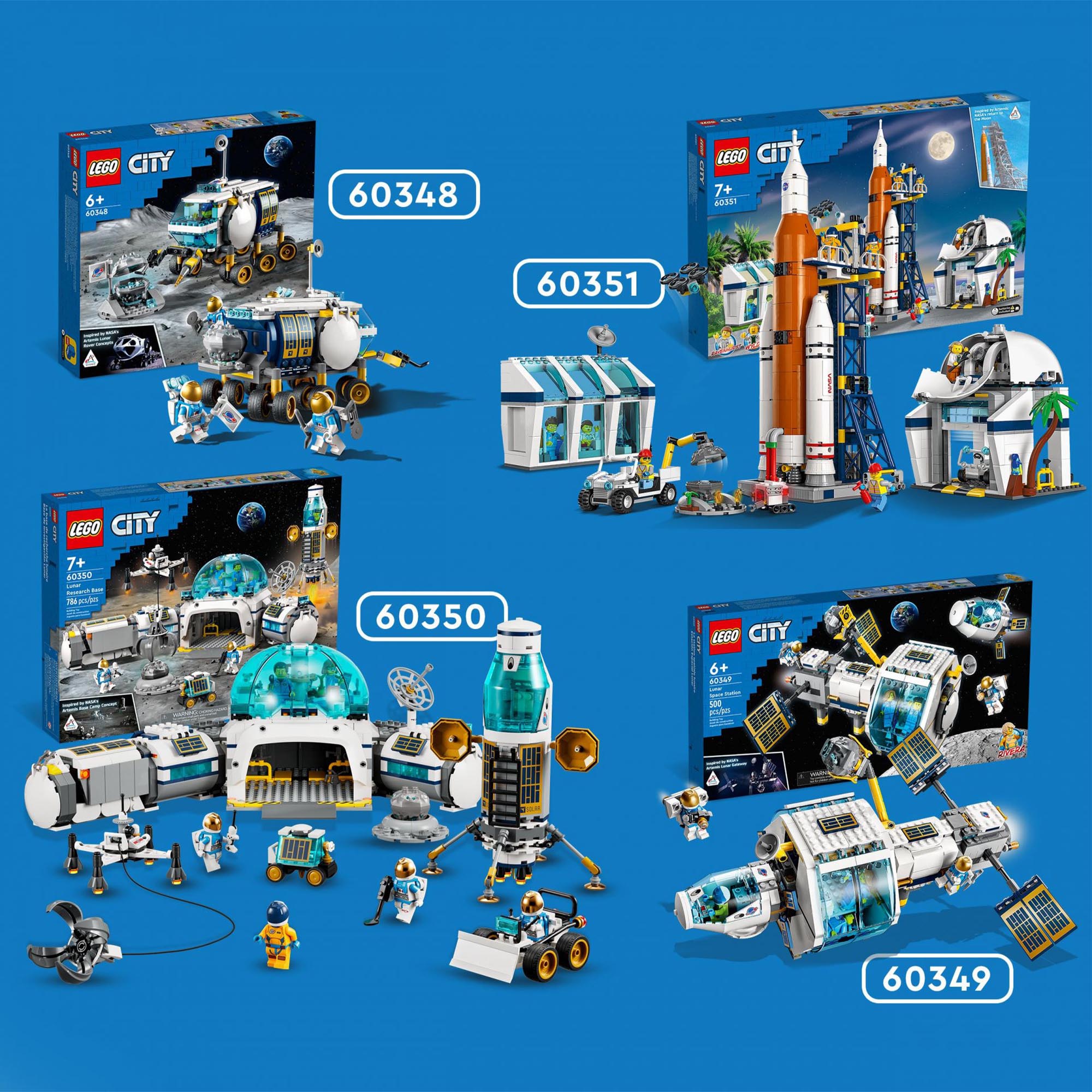 LEGO 60349 City Stazione Spaziale Lunare, Giocattoli Ispirati alla NASA, 5 Minif 60349, , large