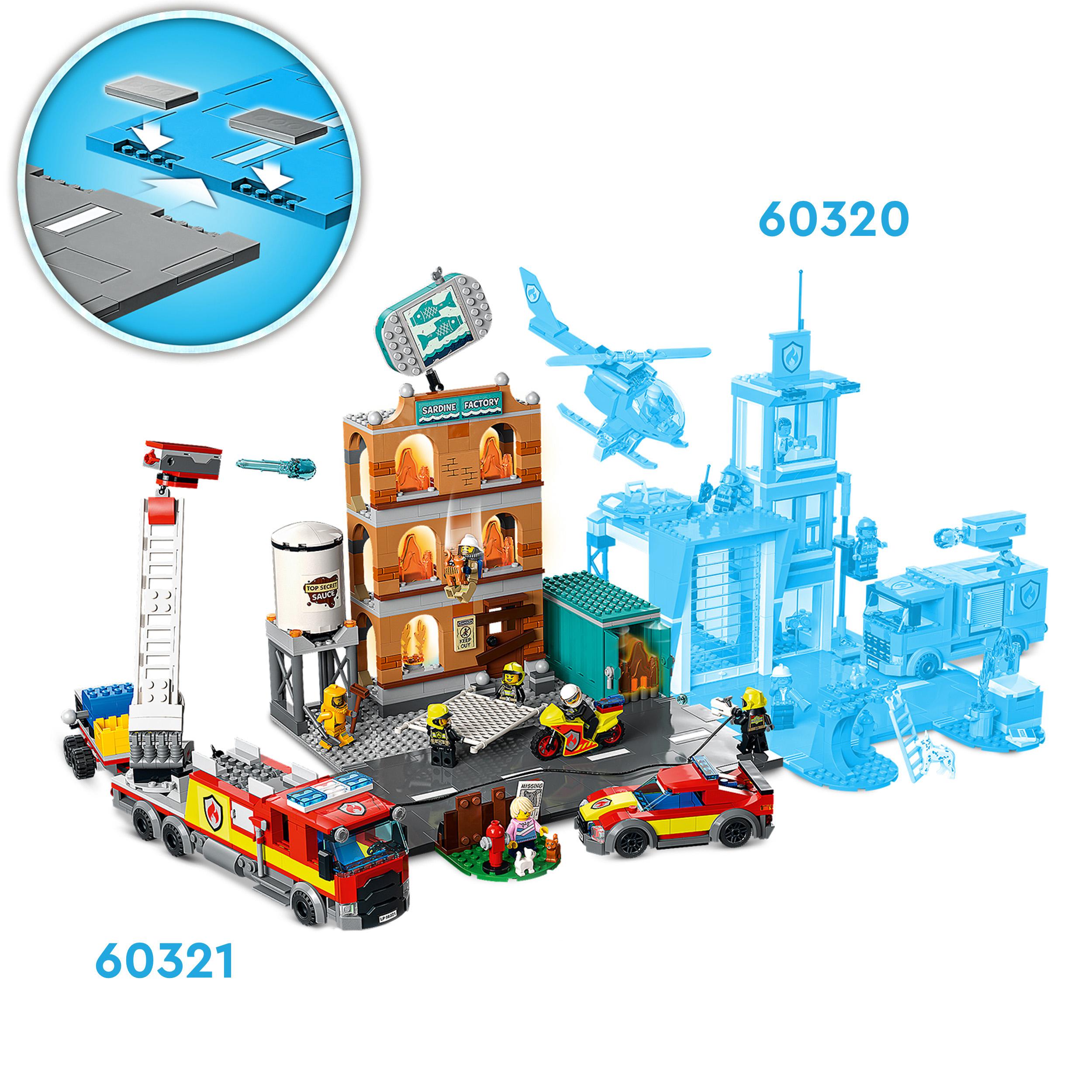 LEGO City Fire Vigili del Fuoco, Edificio con Fiamme, Camion dei Pompieri Giocat 60321, , large