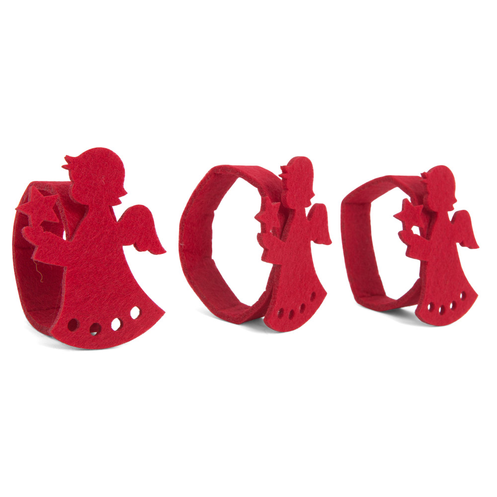 Portatovaglioli natalizi in feltro-  Set di 3 pz, , large