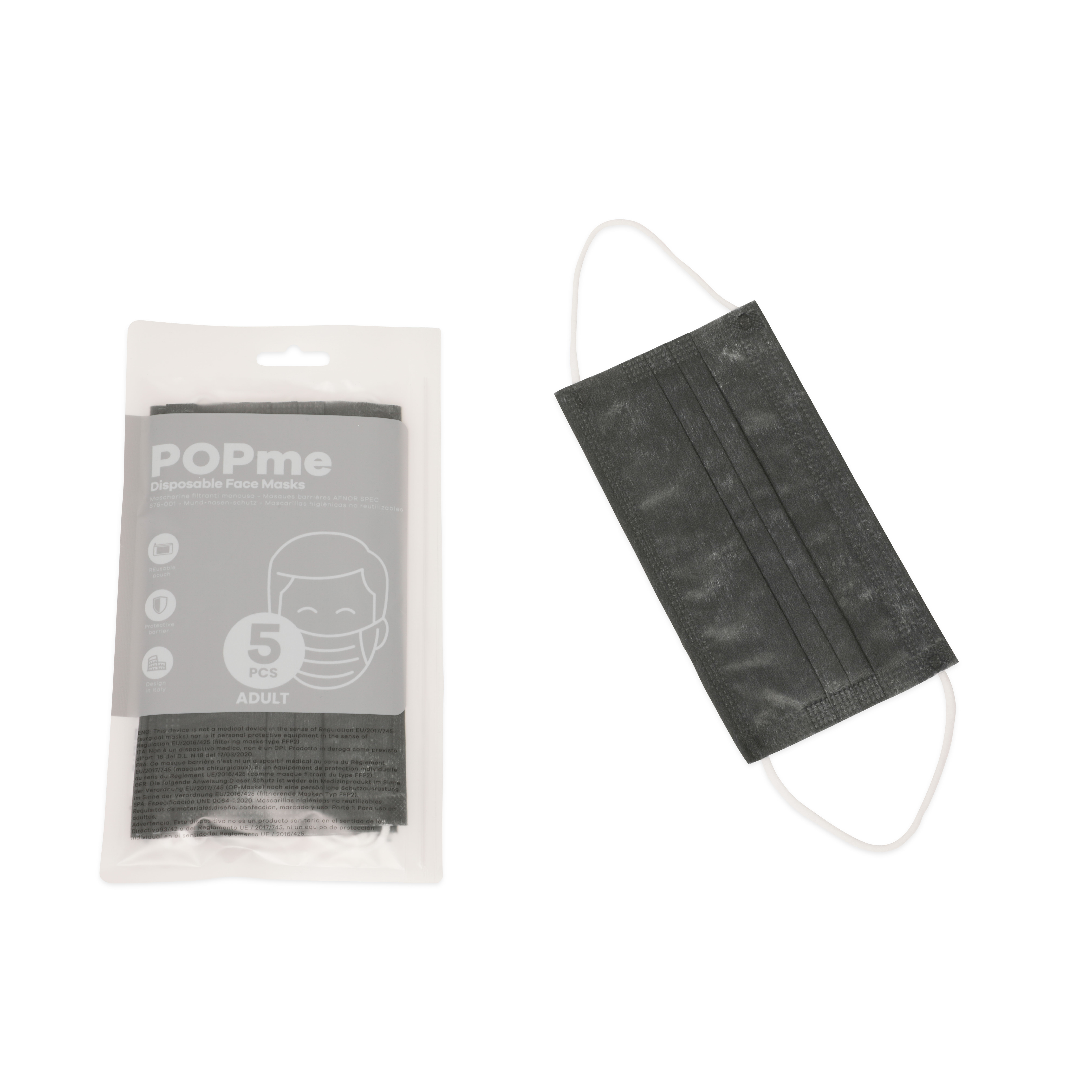 Mascherine monouso a 3 strati per adulti set da 5 pz, , large
