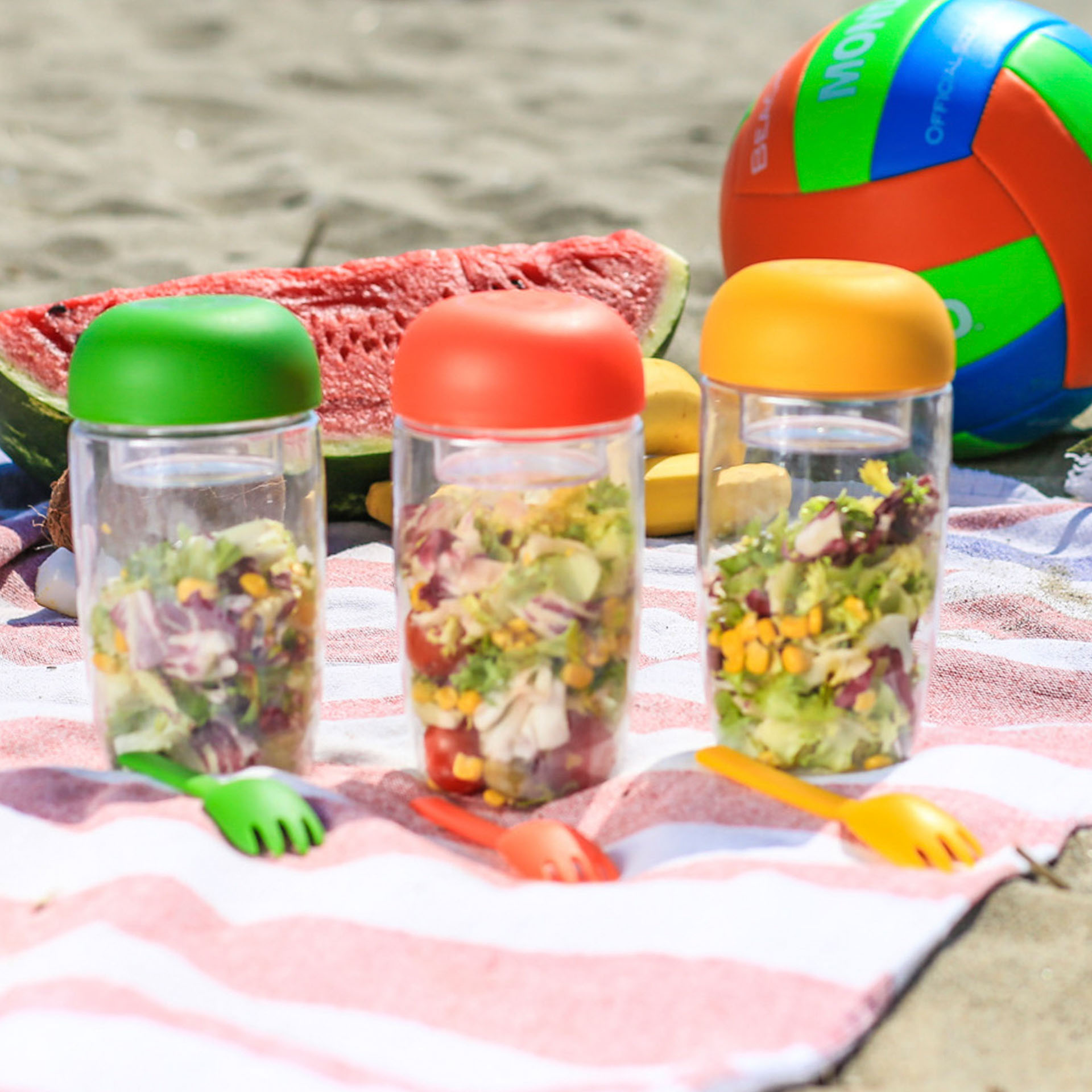 Contenitore per insalata con porta condimento, , large