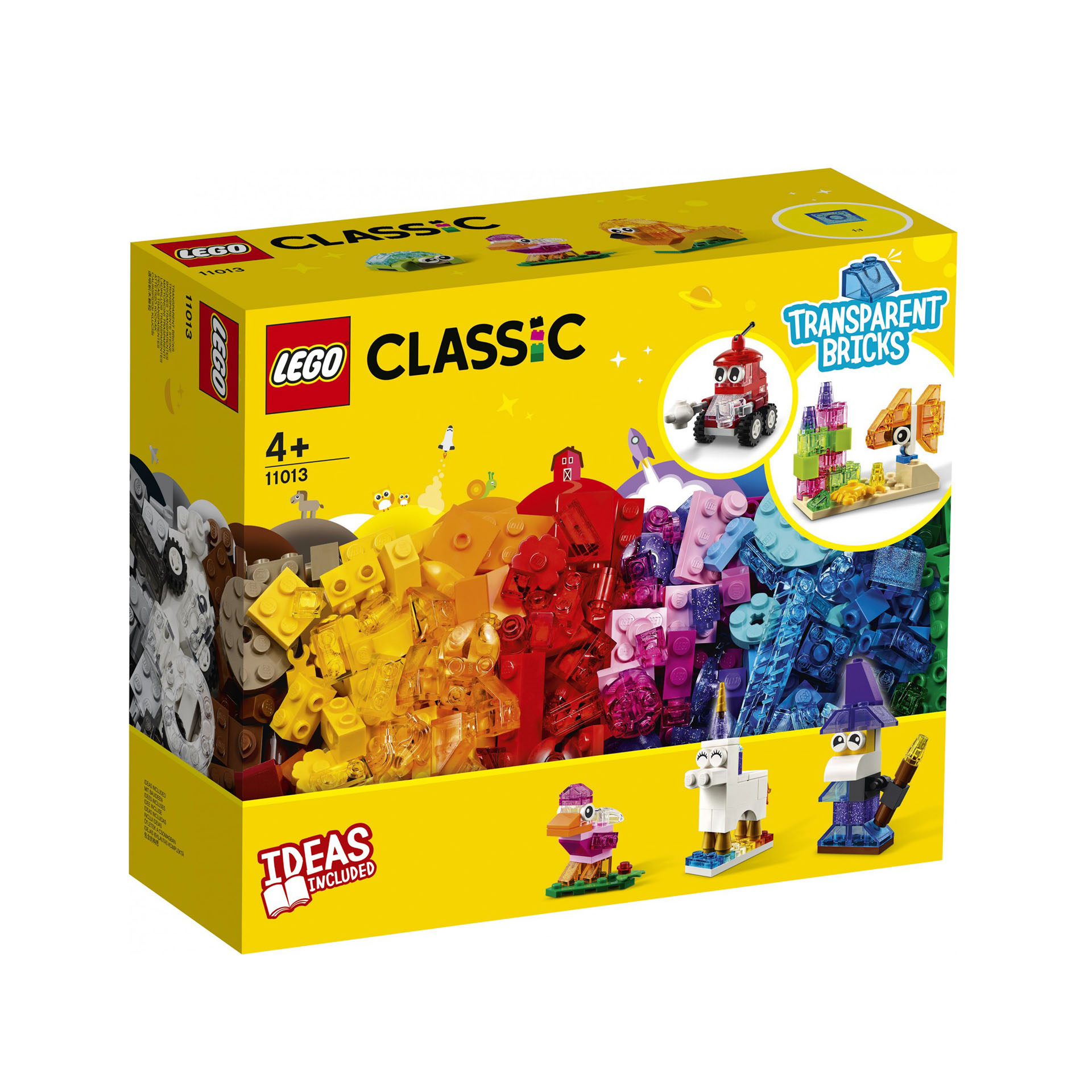 LEGO Classic Mattoncini Trasparenti Creativi, con Animali (Leone, Uccello e Tart 11013, , large