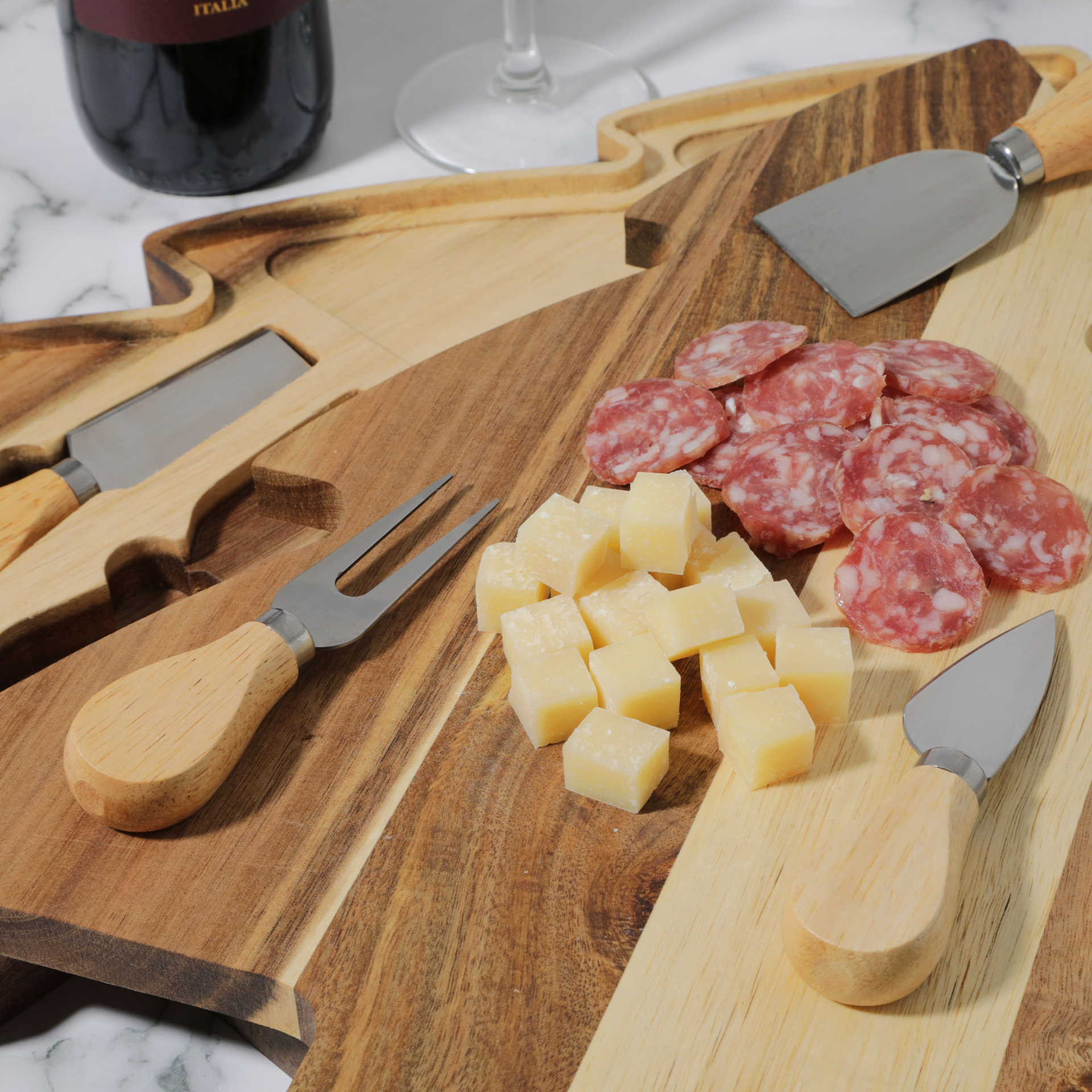 Tagliere In Legno Con Coltelli Da Formaggio, , large