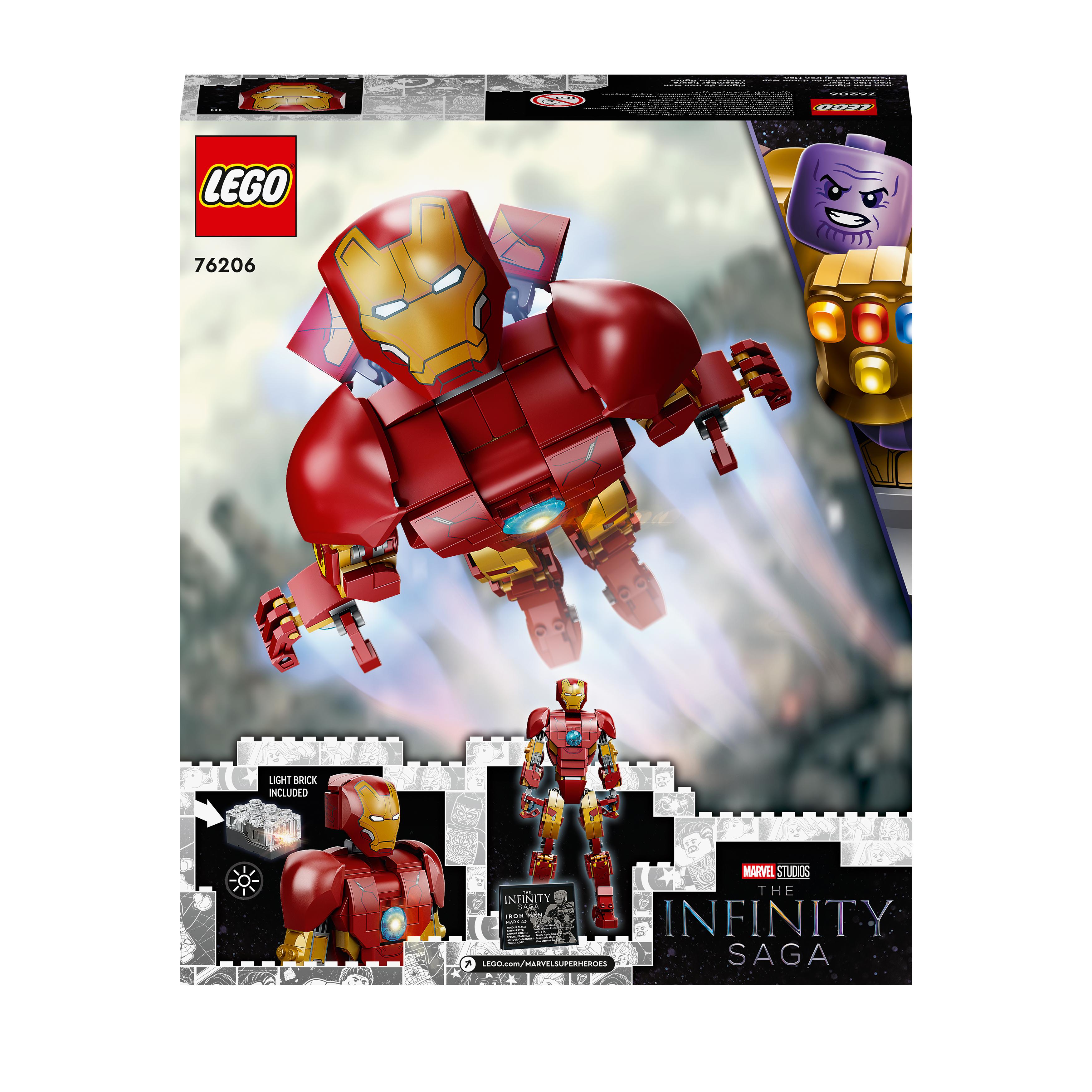 LEGO Marvel Personaggio di Iron Man, Giocattoli Super Heroes per Bambini dai 9 A 76206, , large