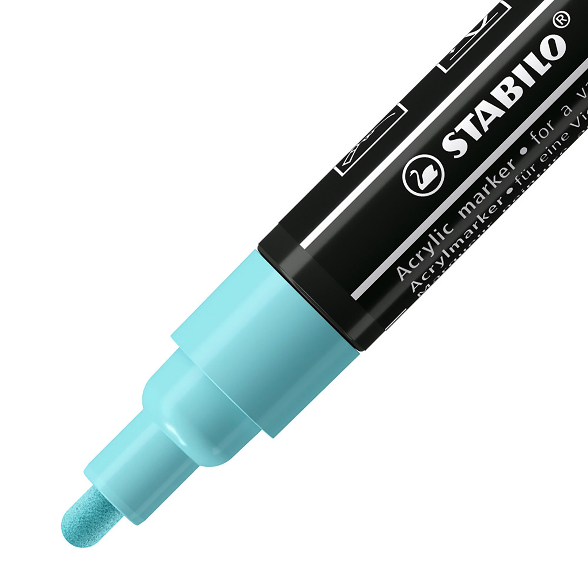 STABILO FREE Acrylic - T300 Punta rotonda 2-3mm - Confezione da 5 - Azzurro Ghia, , large