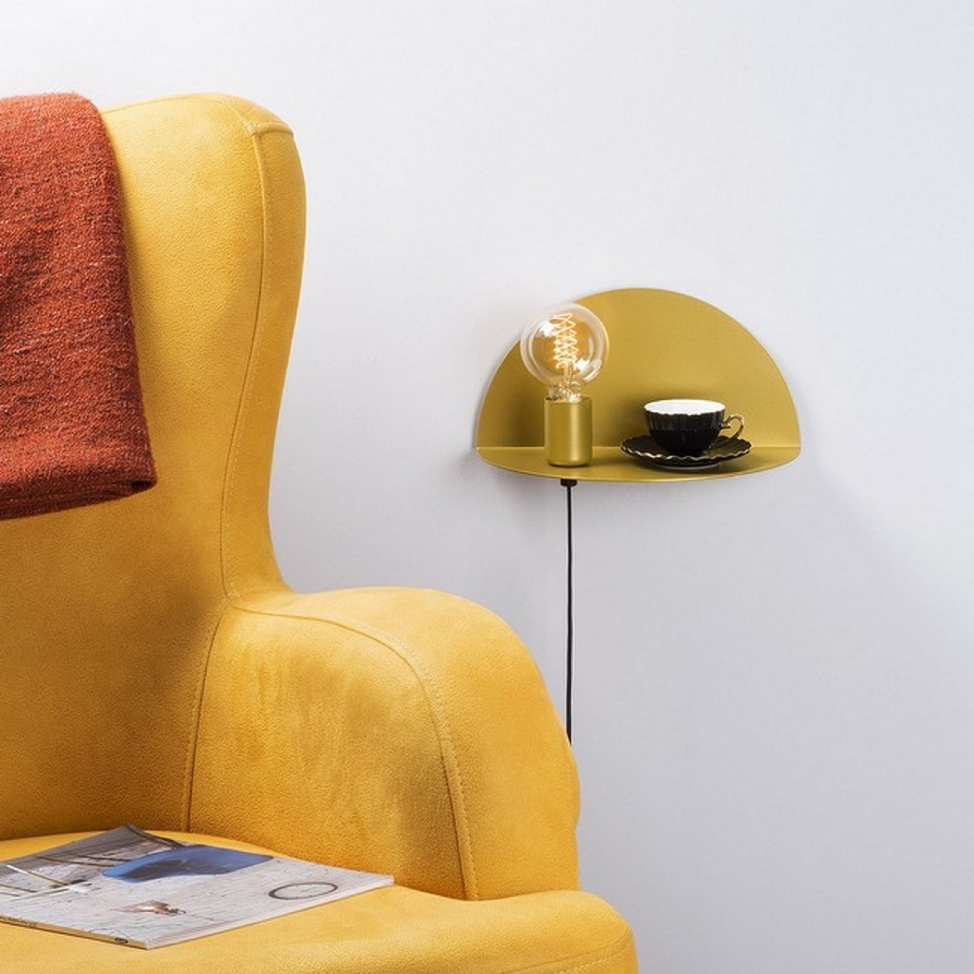 HOMEMANIA Lampada a Parete Shelfie, oro in metallo, oro, , large