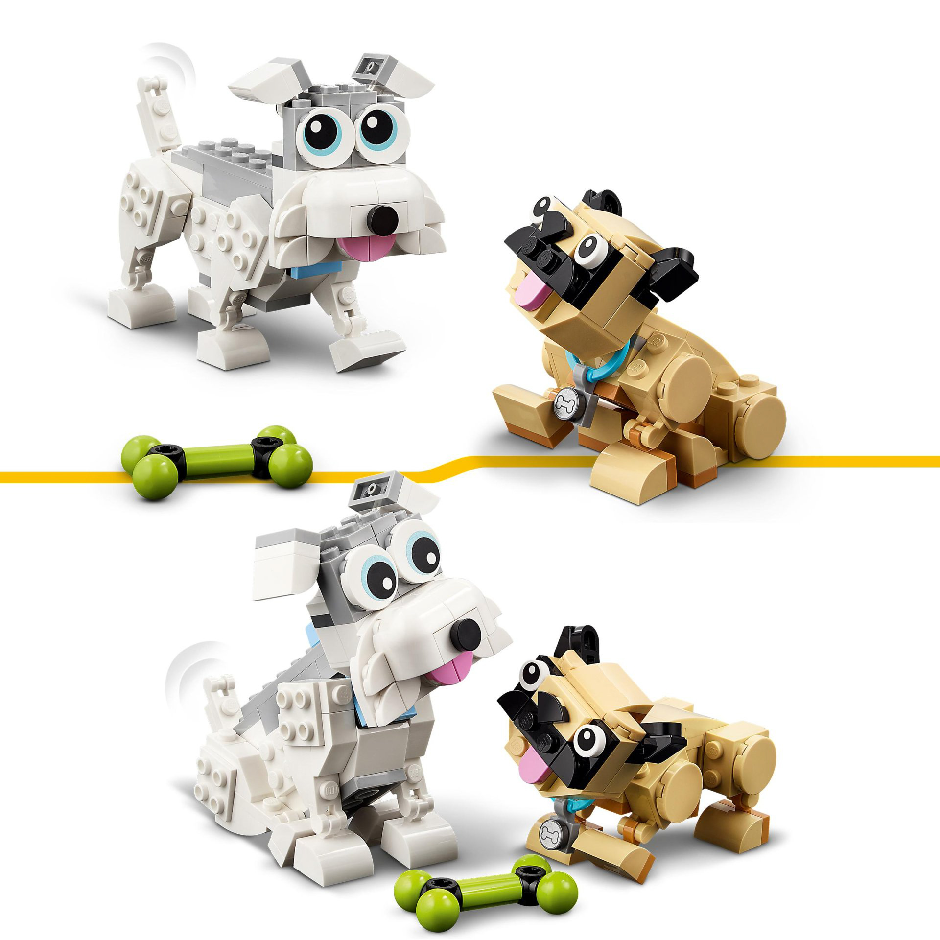 LEGO 31137 Creator Adorabili Cagnolini, Set 3 in 1 con Bassotto, Carlino, Barbon 31137, , large