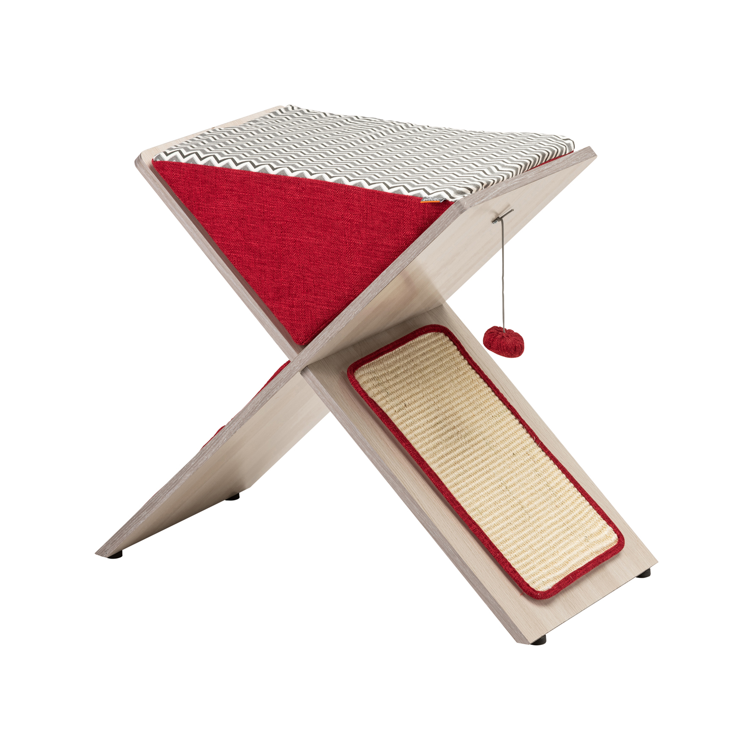 United Pets Tiragraffi in legno con cuscino imbottito e tappetini ricambio, , large