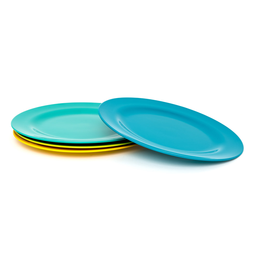 Piatti piani colorati in plastica, set di 4 pz