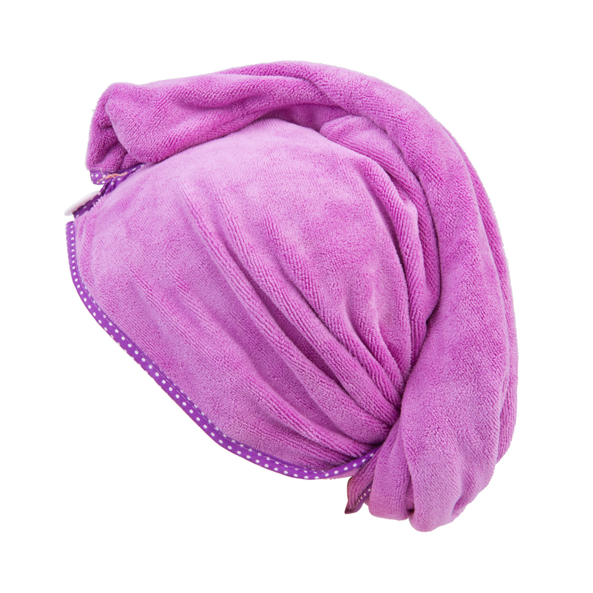 Turbante asciugacapelli in microfibra viola, viola, large