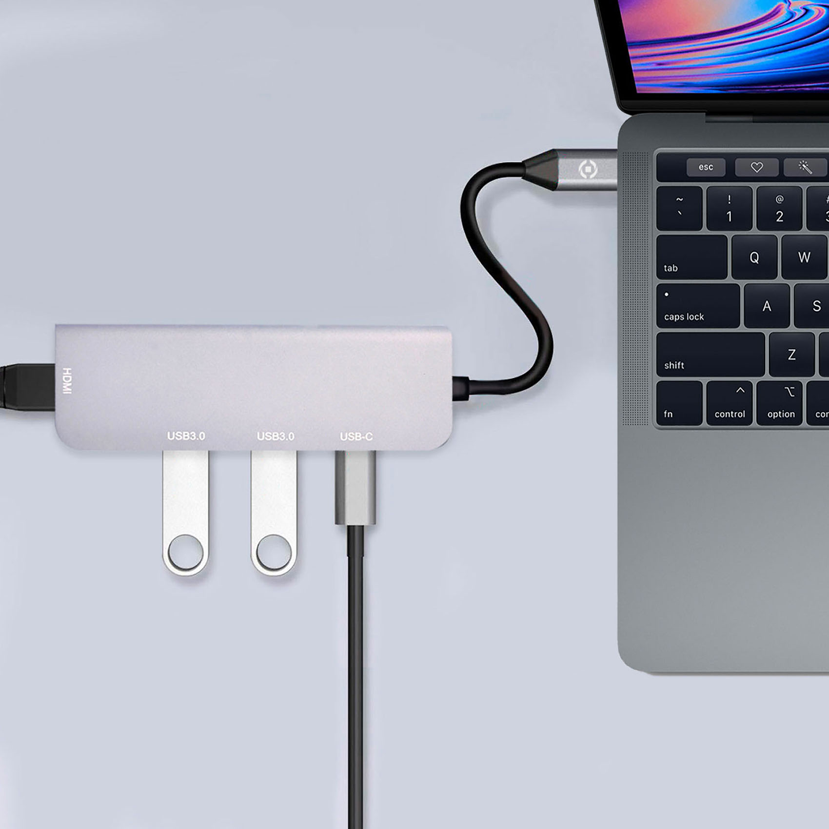 Adattatore multiporta USB-C ProHubPlus, Celly, , large