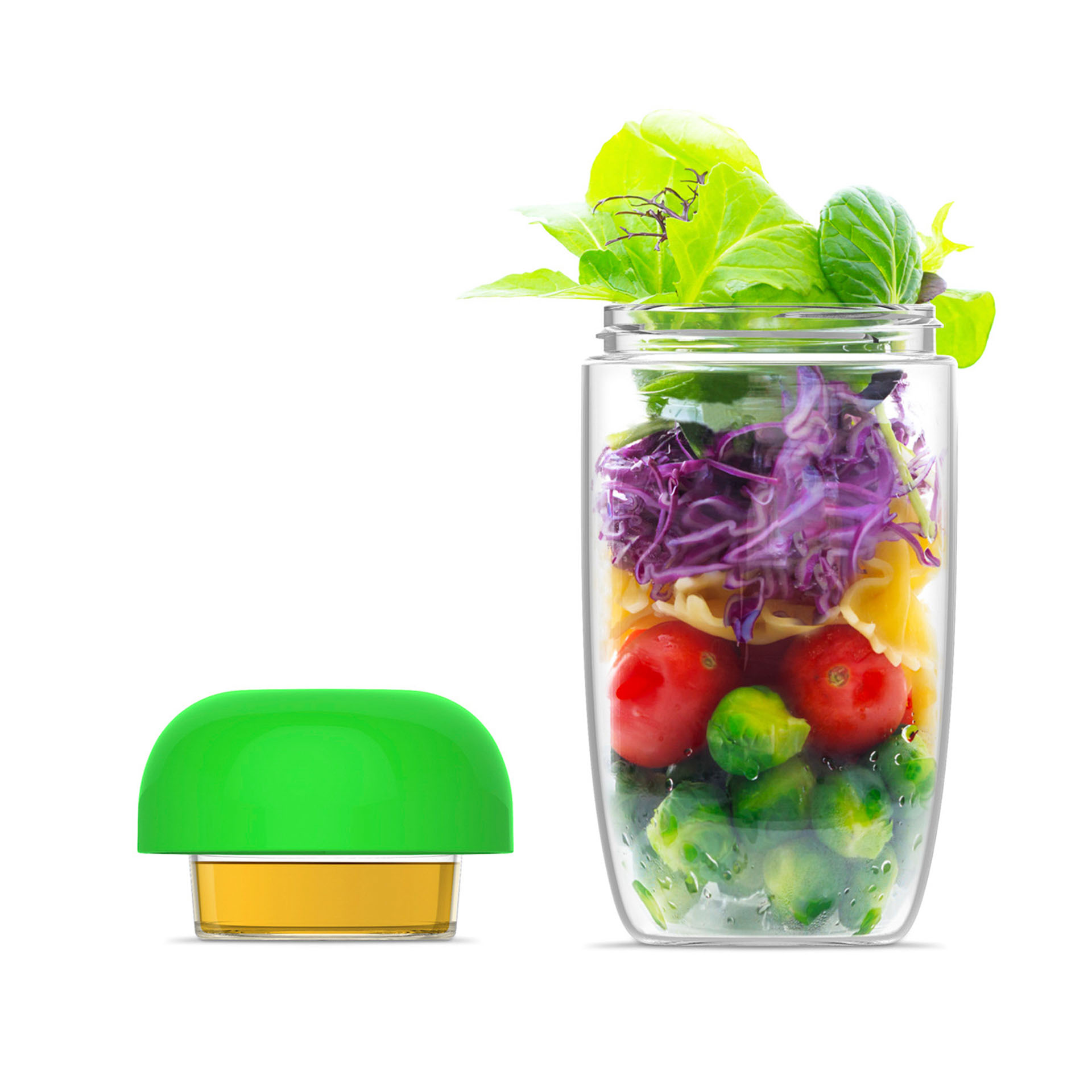 Contenitore Per Insalata Con Porta Condimento Integrato - Colore Verde, , large