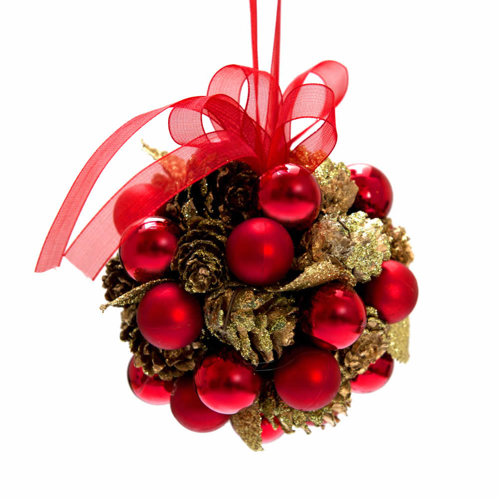 Pallina albero di natale con pigne, , large