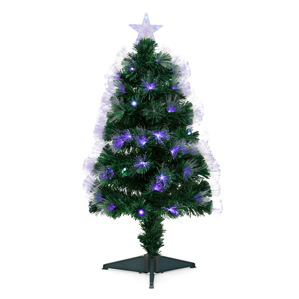 Albero di Natale con luci in fibra ottica, , large