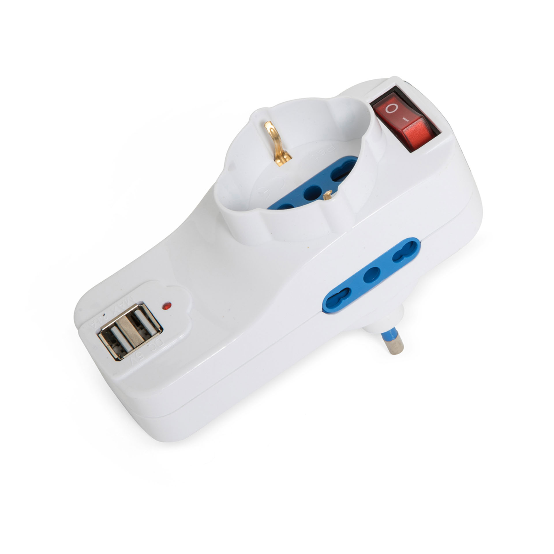Adattatore rotante triplo con 2 prese USB, , large