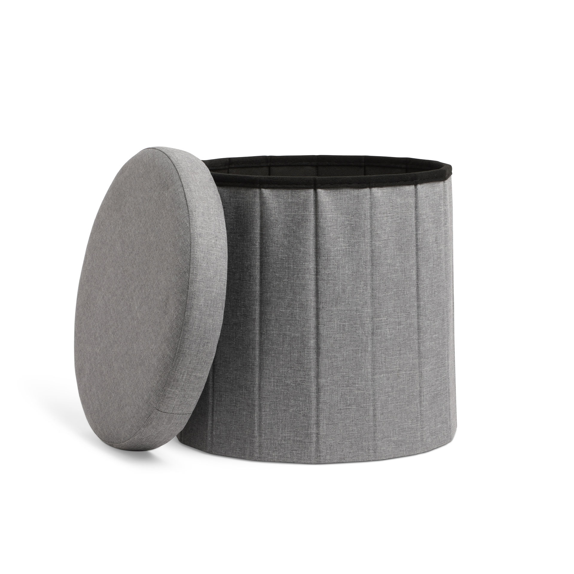 Pouf contenitore rotondo pieghevole, , large