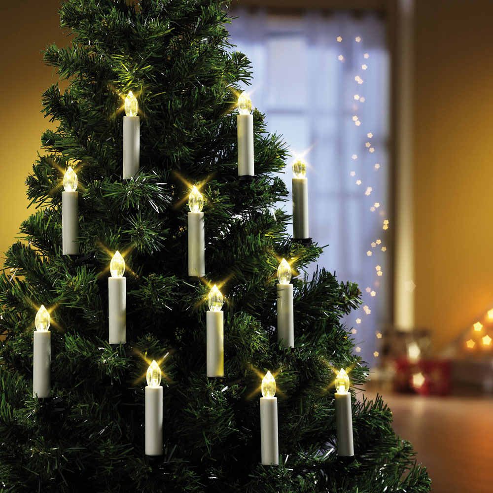 Set 12 Candele luminose per albero di Natale, , large