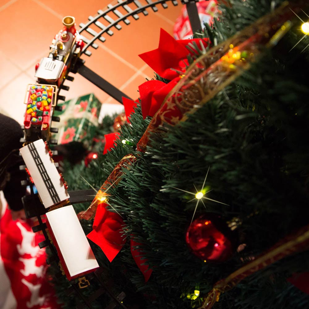 Treno natalizio animato per albero di Natale, , large