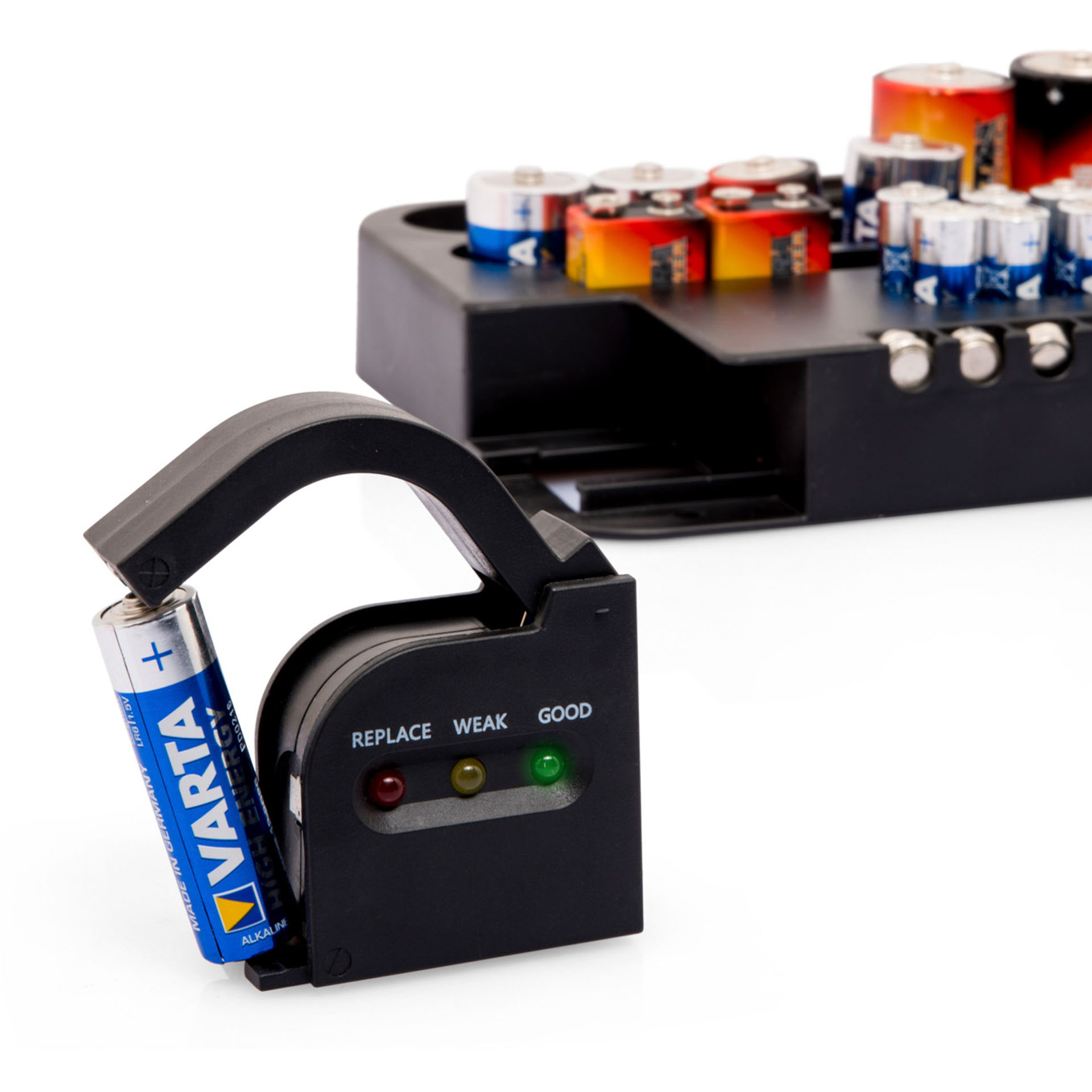 Organizzatore Per Batterie Con Tester Integrato Removibile, , large