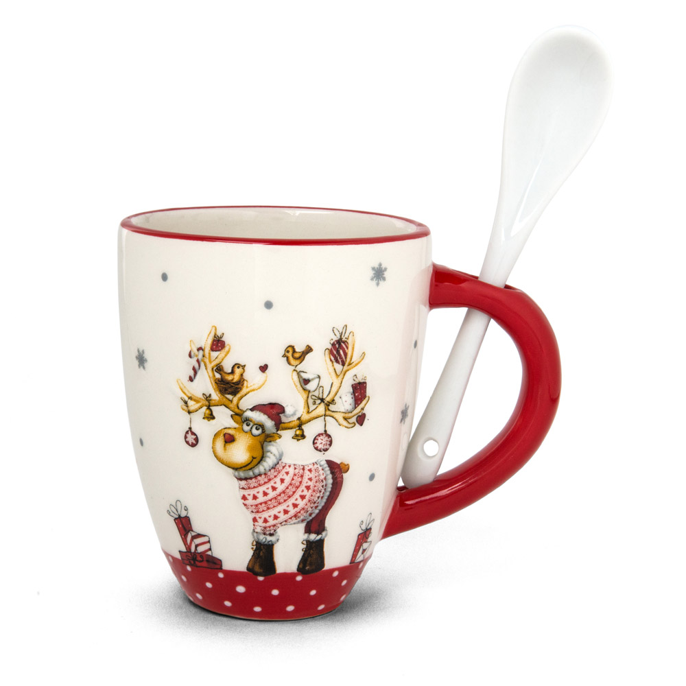 Tazza natalizia con cucchiaio, , large