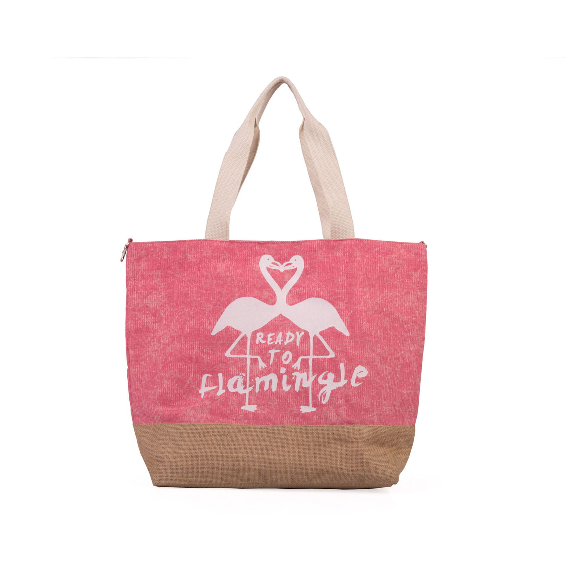 Borsa mare fenicottero rosa con base, , large