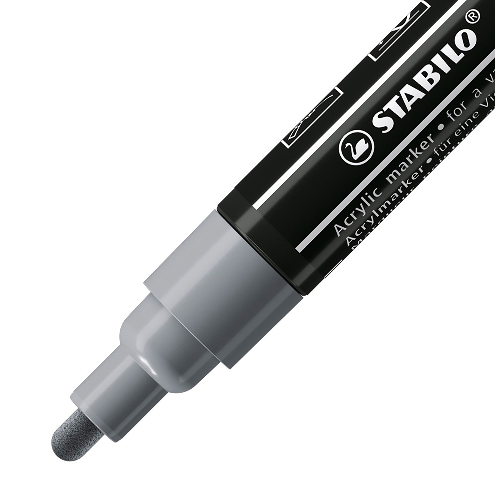 STABILO FREE Acrylic - T300 Punta rotonda 2-3mm - Confezione da 5 - Grigio scuro, , large