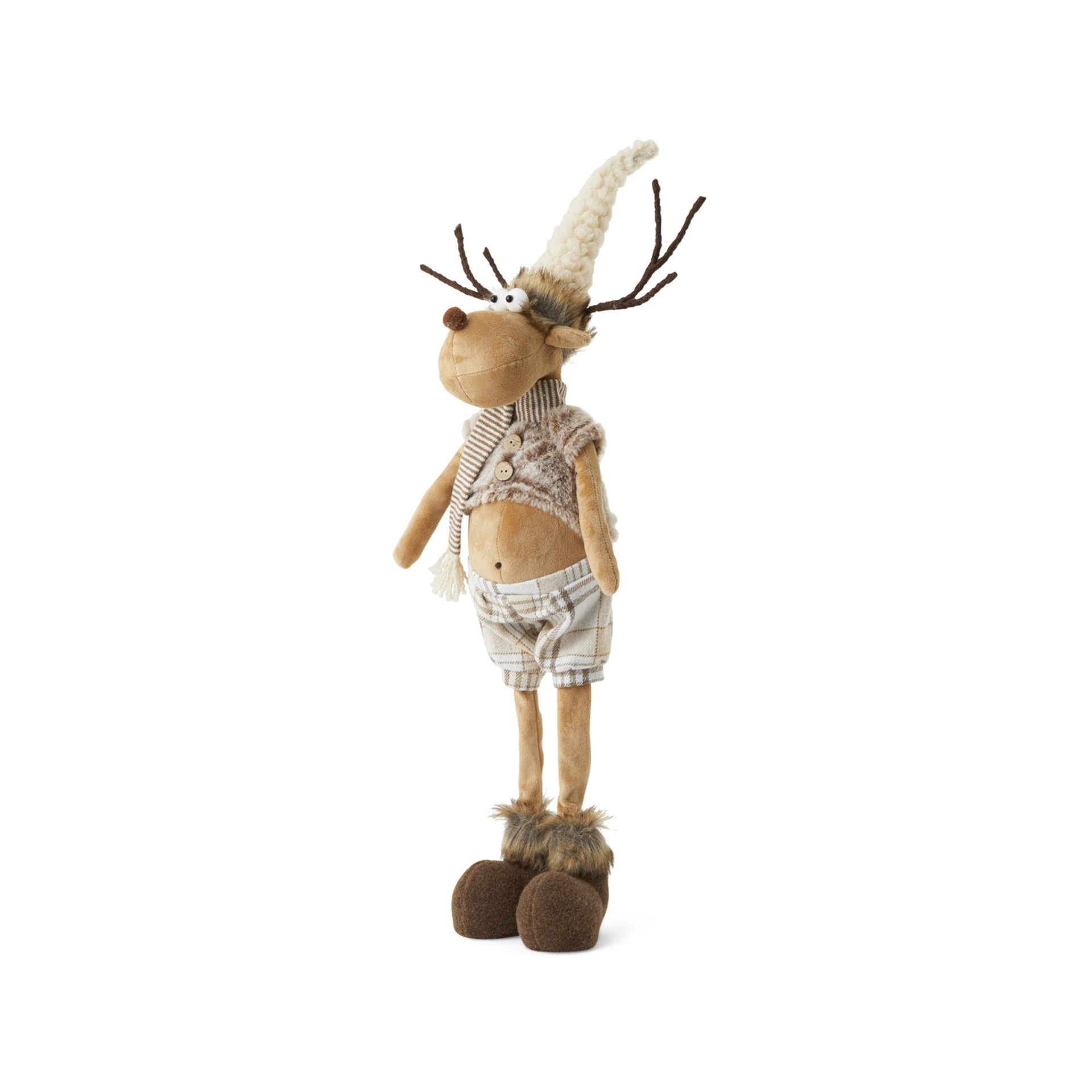 2 Peluche Alce Di Natale - Morbido Peluche Renna Marrone E Bianco - Decorazione Divano E Camera Da Letto - Regalo Per Bambini - 2