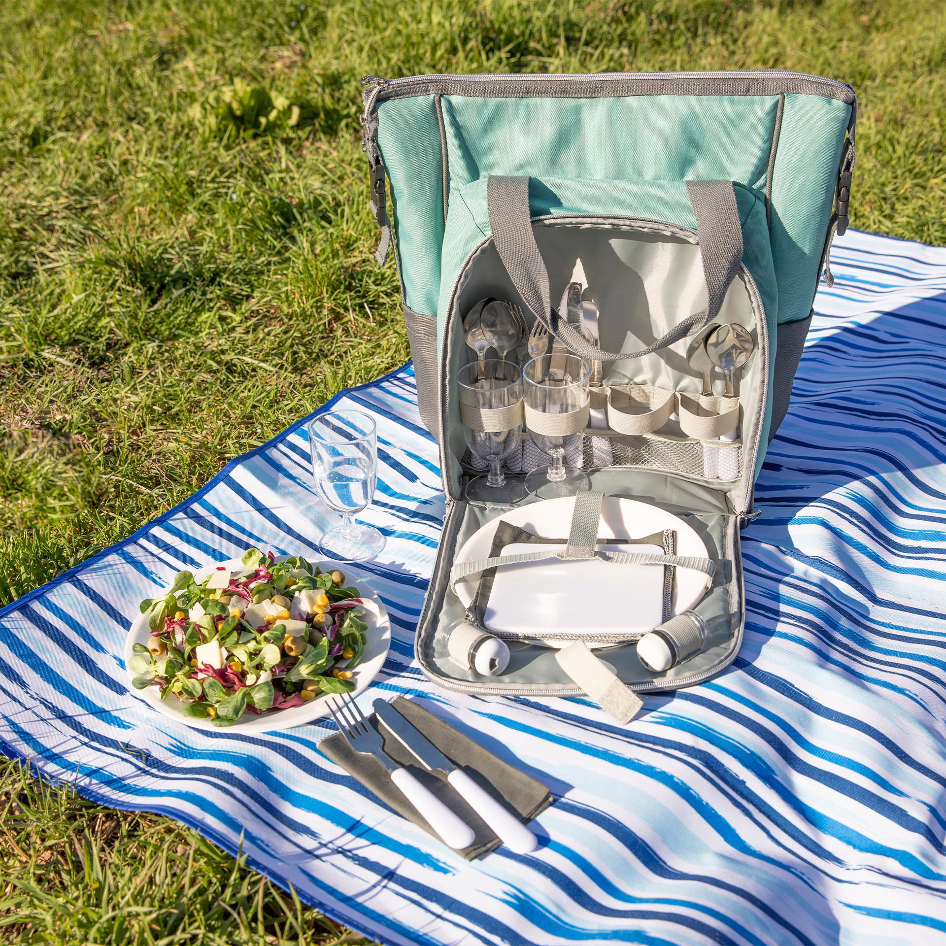 Zaino borsa termica per picnic con accessori, , large