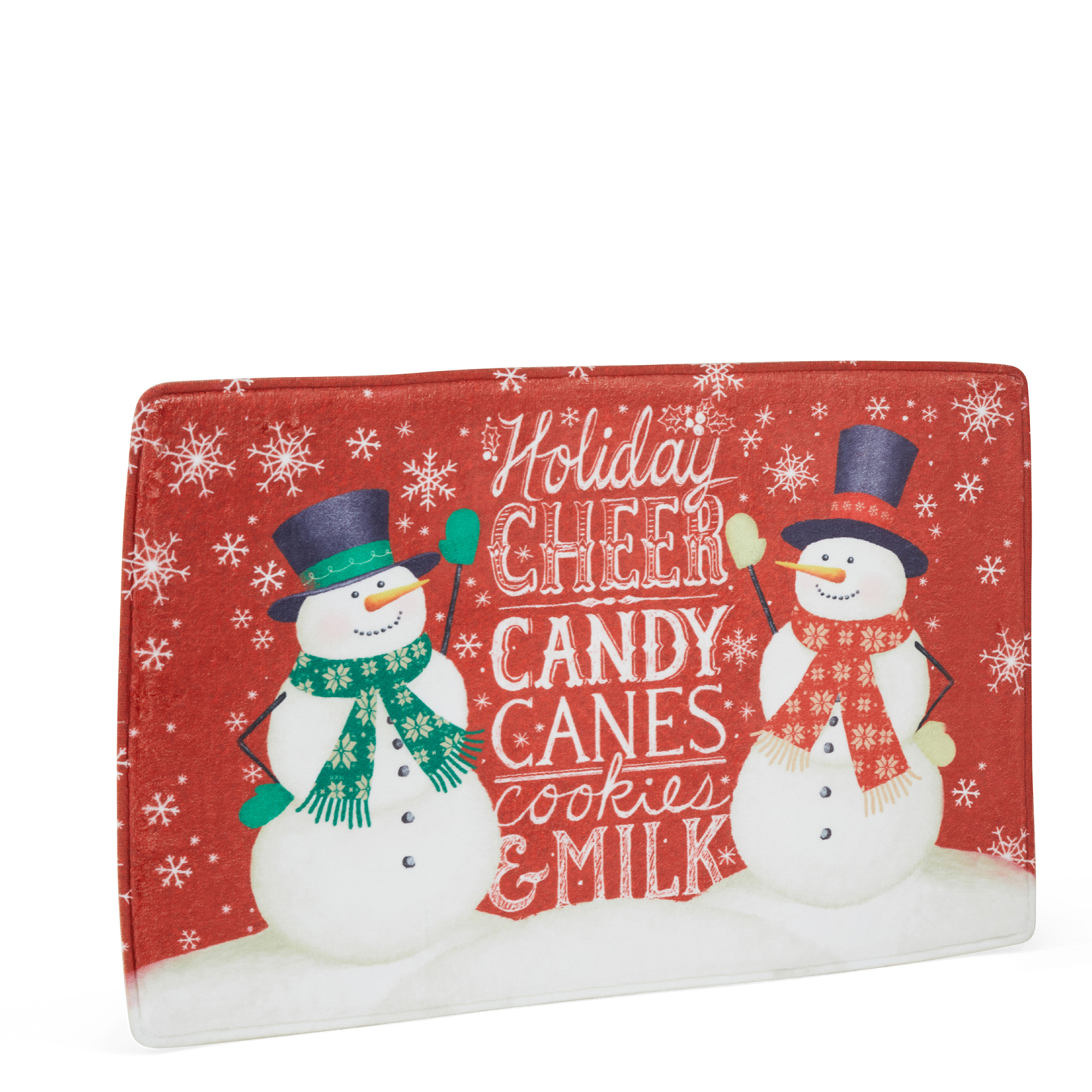 Tappetino in memory foam pupazzi di neve rosso, , large