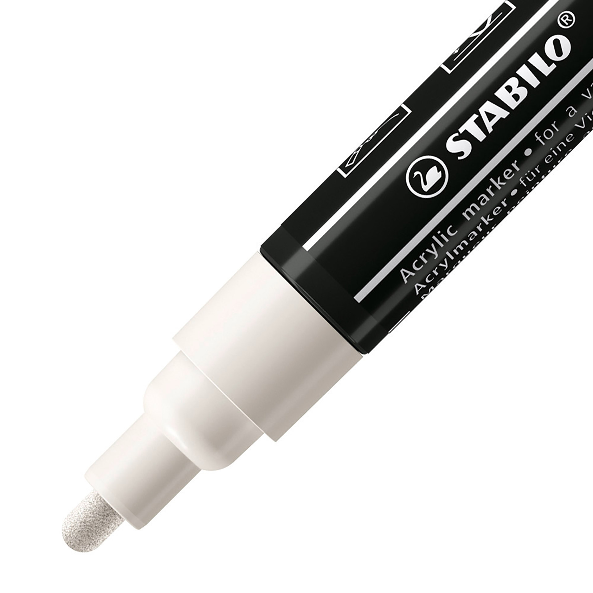 STABILO FREE Acrylic - T300 Punta rotonda 2-3mm - Confezione da 5 - Bianco, , large
