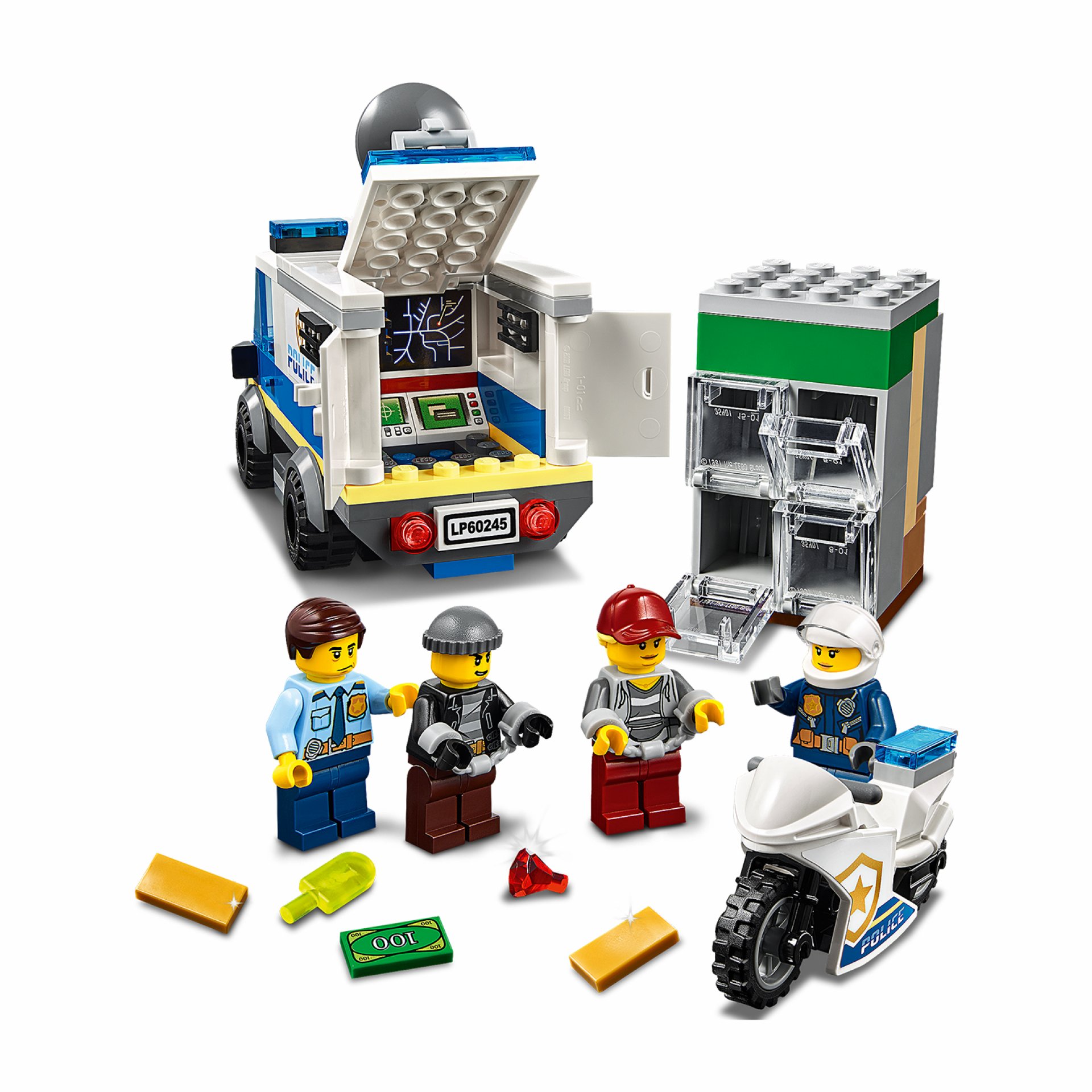LEGO City Rapina sul Monster Truck, con Furgone e Moto Giocattolo, Set di Costru 60245, , large
