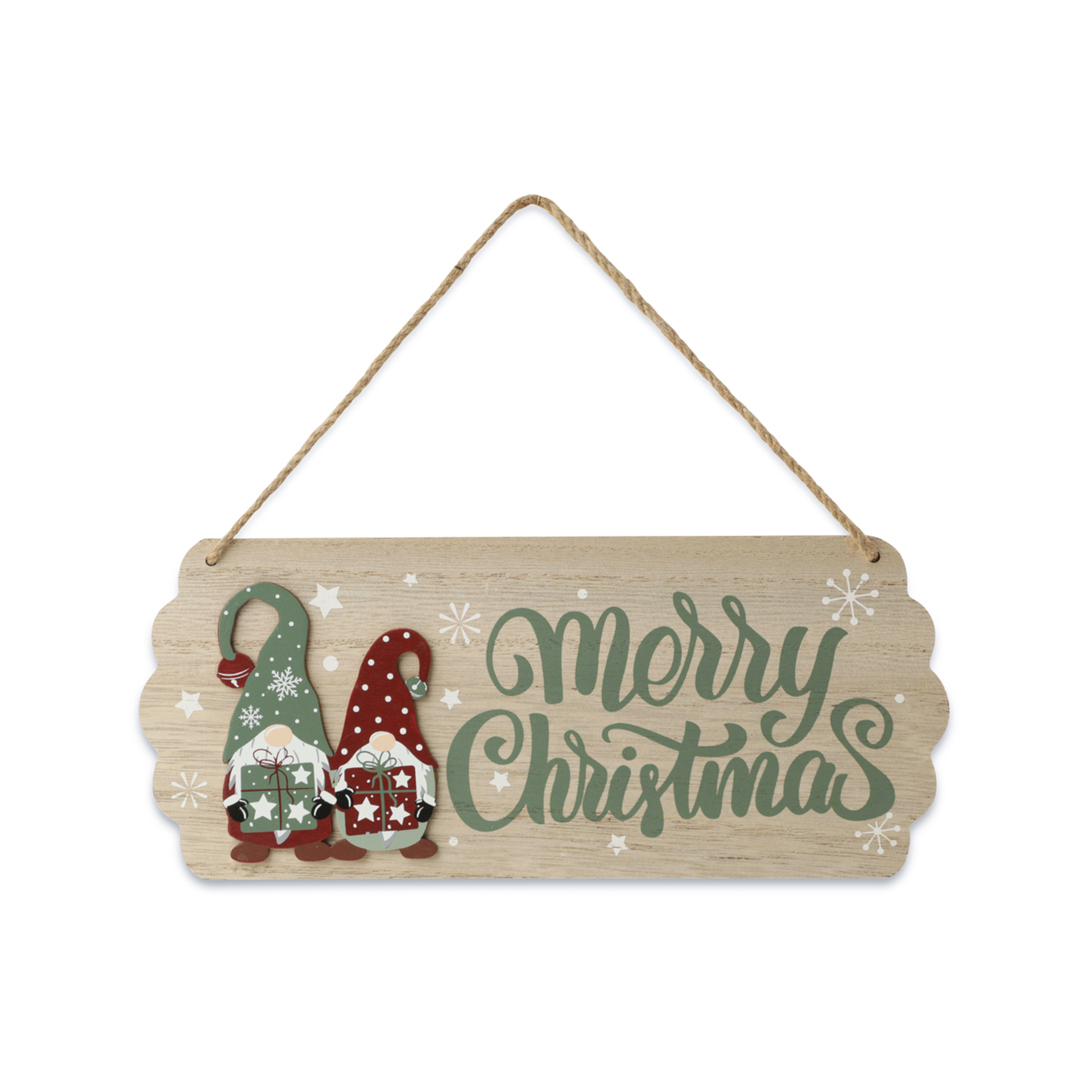 Cartello Natalizio – “merry Christmas” Con Gnomi, , large