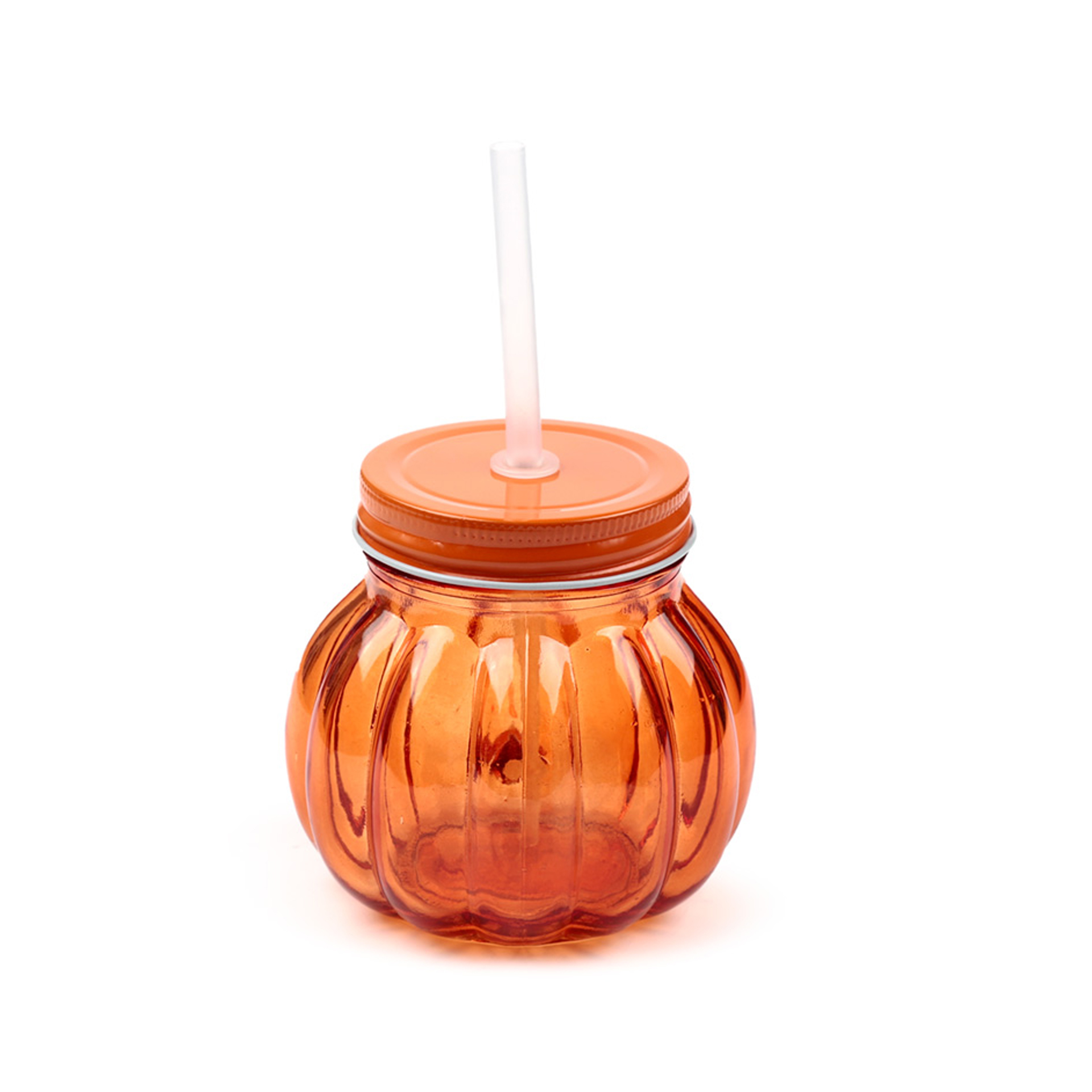 Barattolo/bicchiere A Forma Di Zucca Con Cannuccia, , large
