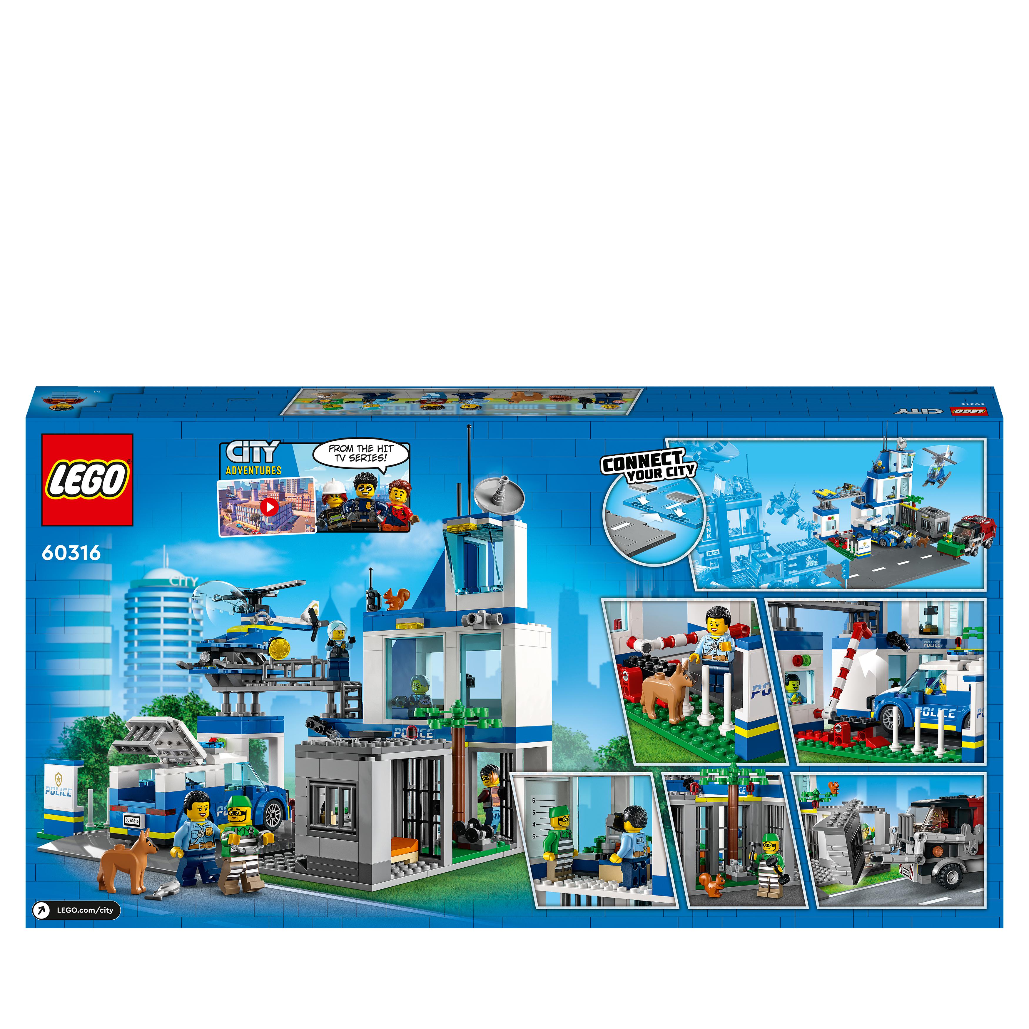 LEGO City Police Stazione di Polizia, con Camion della Spazzatura ed Elicottero 60316, , large
