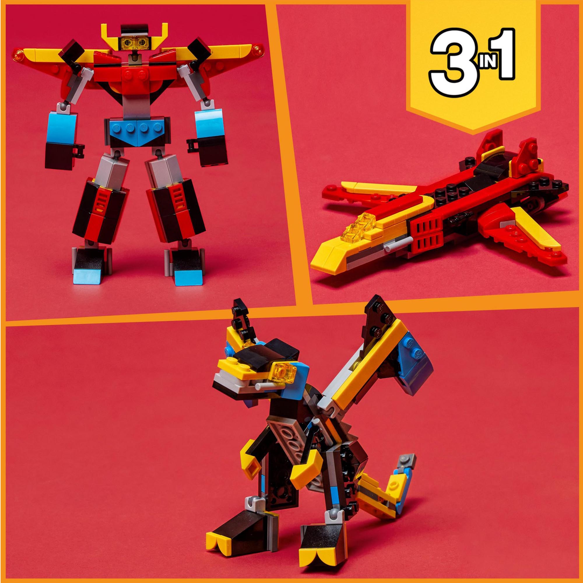 LEGO 31124 Creator 3in1 Super Robot, Set di Costruzioni in Mattoncini, Aereo e D 31124, , large