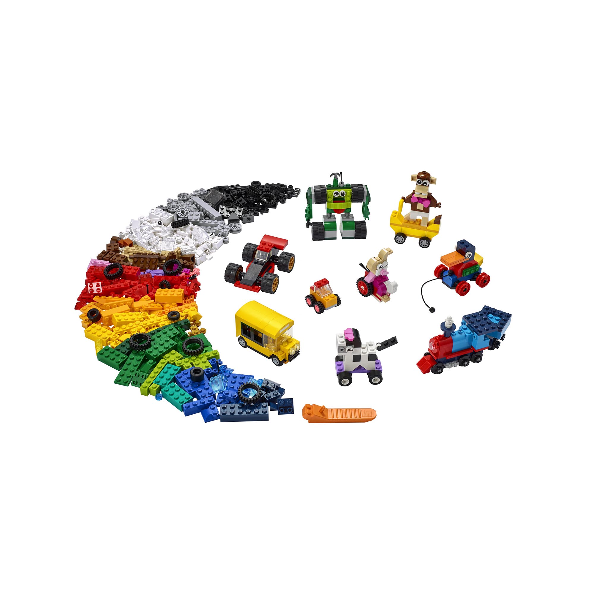 LEGO Classic Mattoncini e Ruote, Set di Costruzioni per Bambini 4 Anni con Model 11014, , large