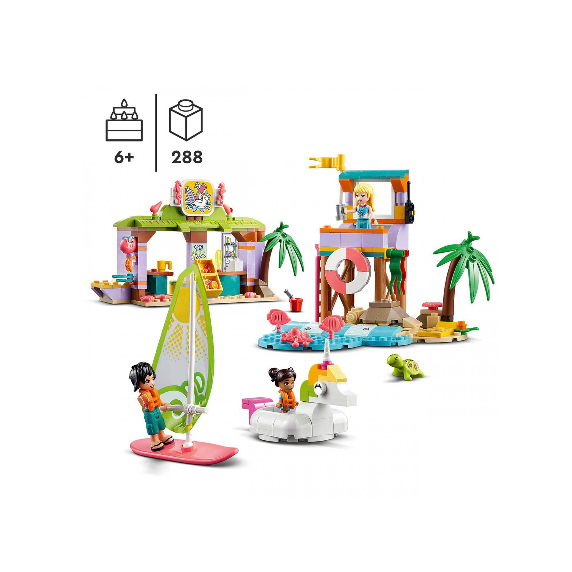 LEGO Friends Divertimento sulla Spiaggia dei Surfer, Set Costruzioni Estive con 41710, , large