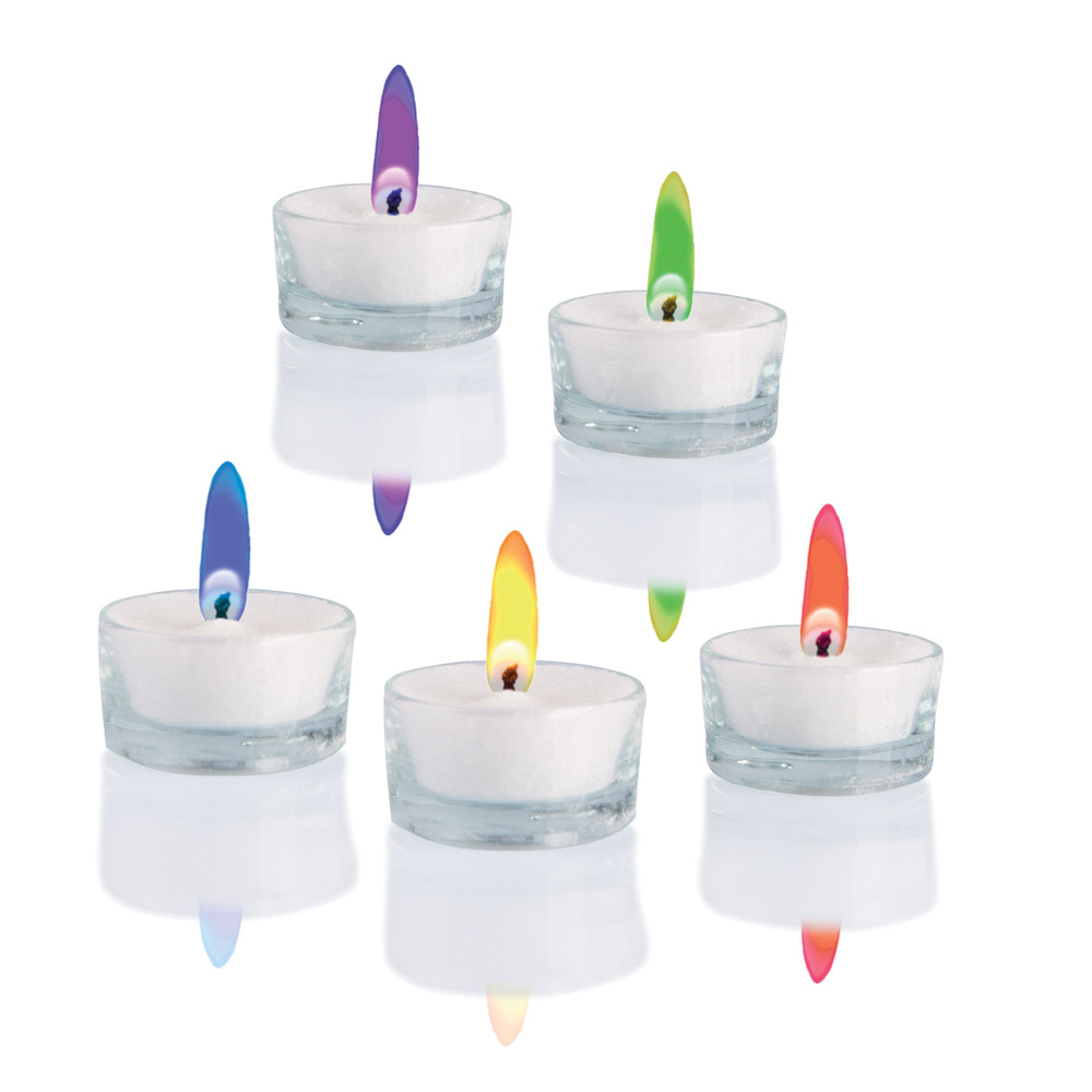 Set 6 tealight con fiamma colorata, , large