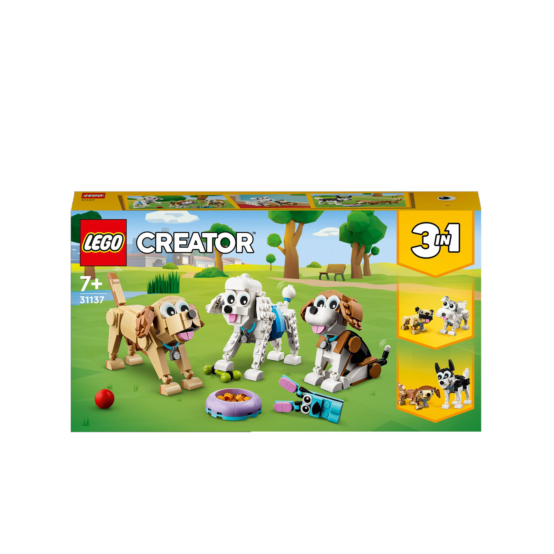 LEGO 31137 Creator Adorabili Cagnolini, Set 3 in 1 con Bassotto, Carlino, Barbon 31137, , large