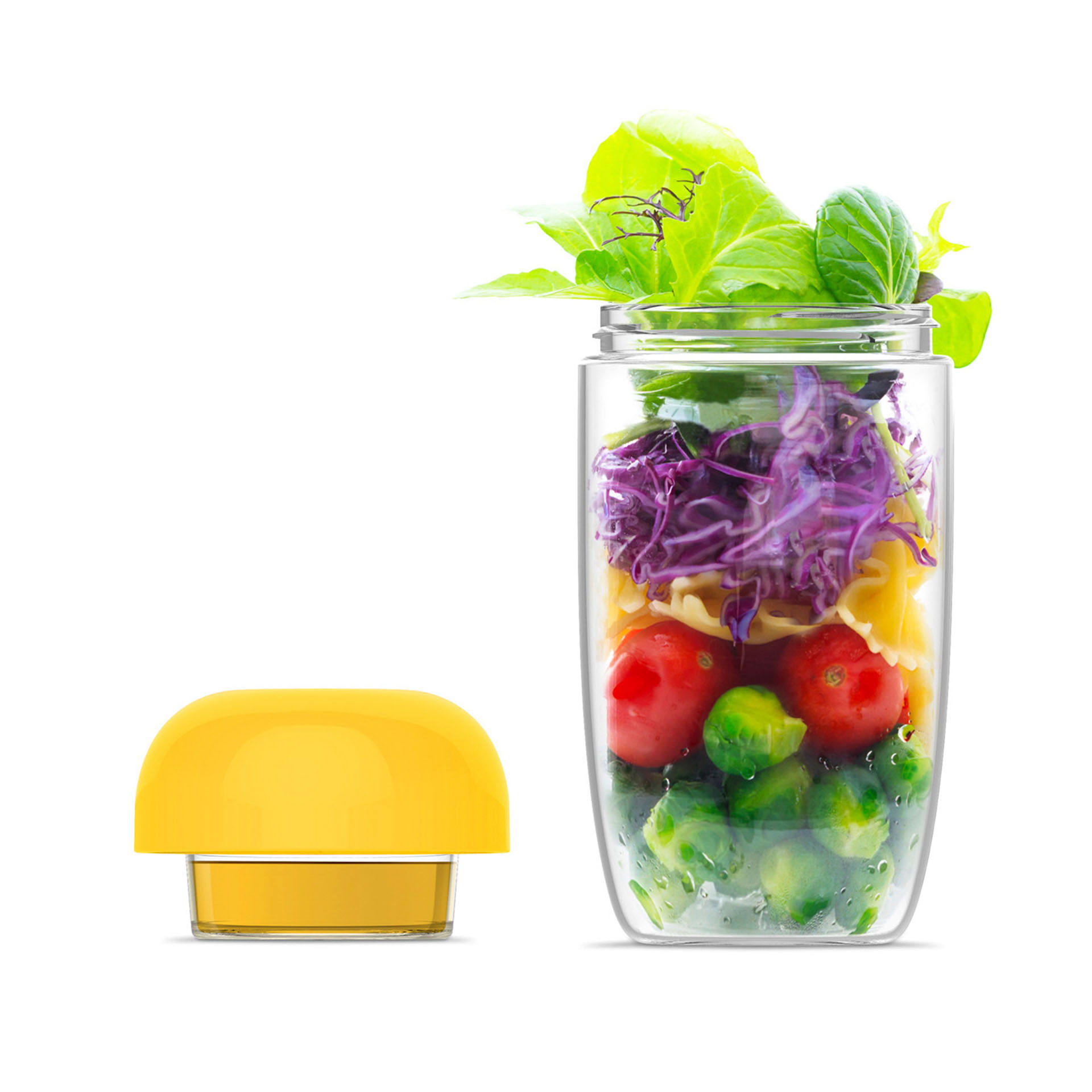 Contenitore per insalata con porta condimento, , large
