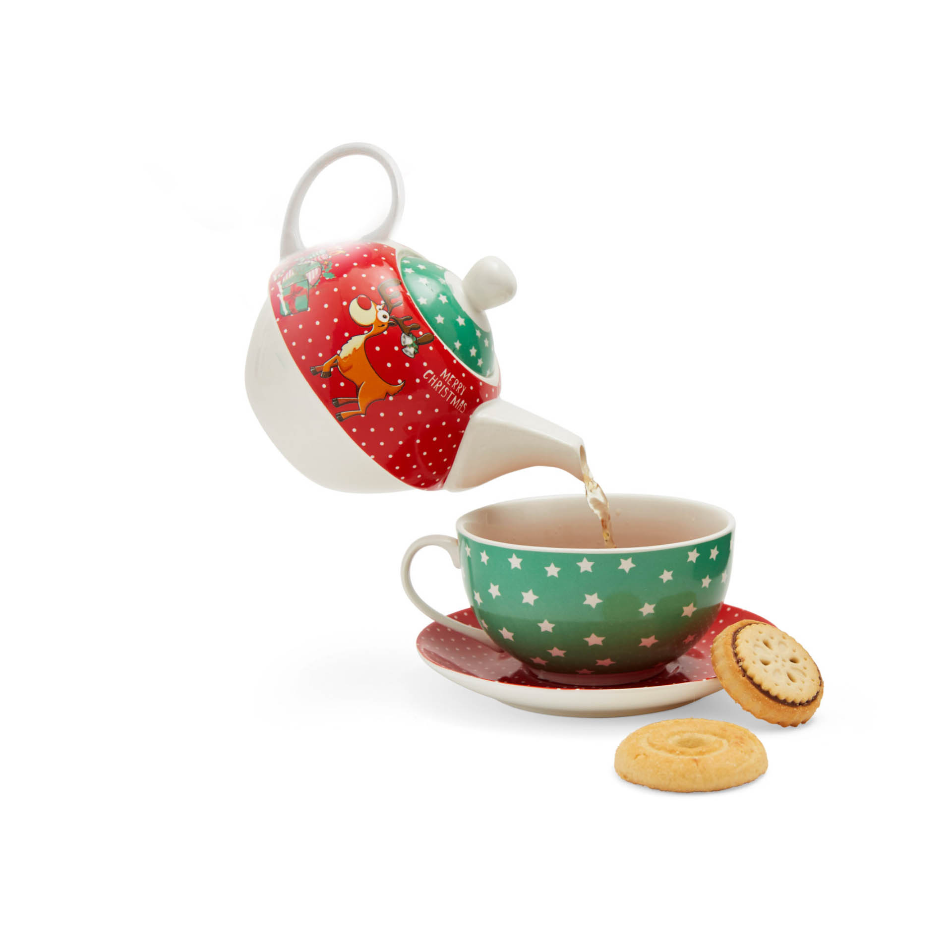Set teiera con tazza natalizia, , large