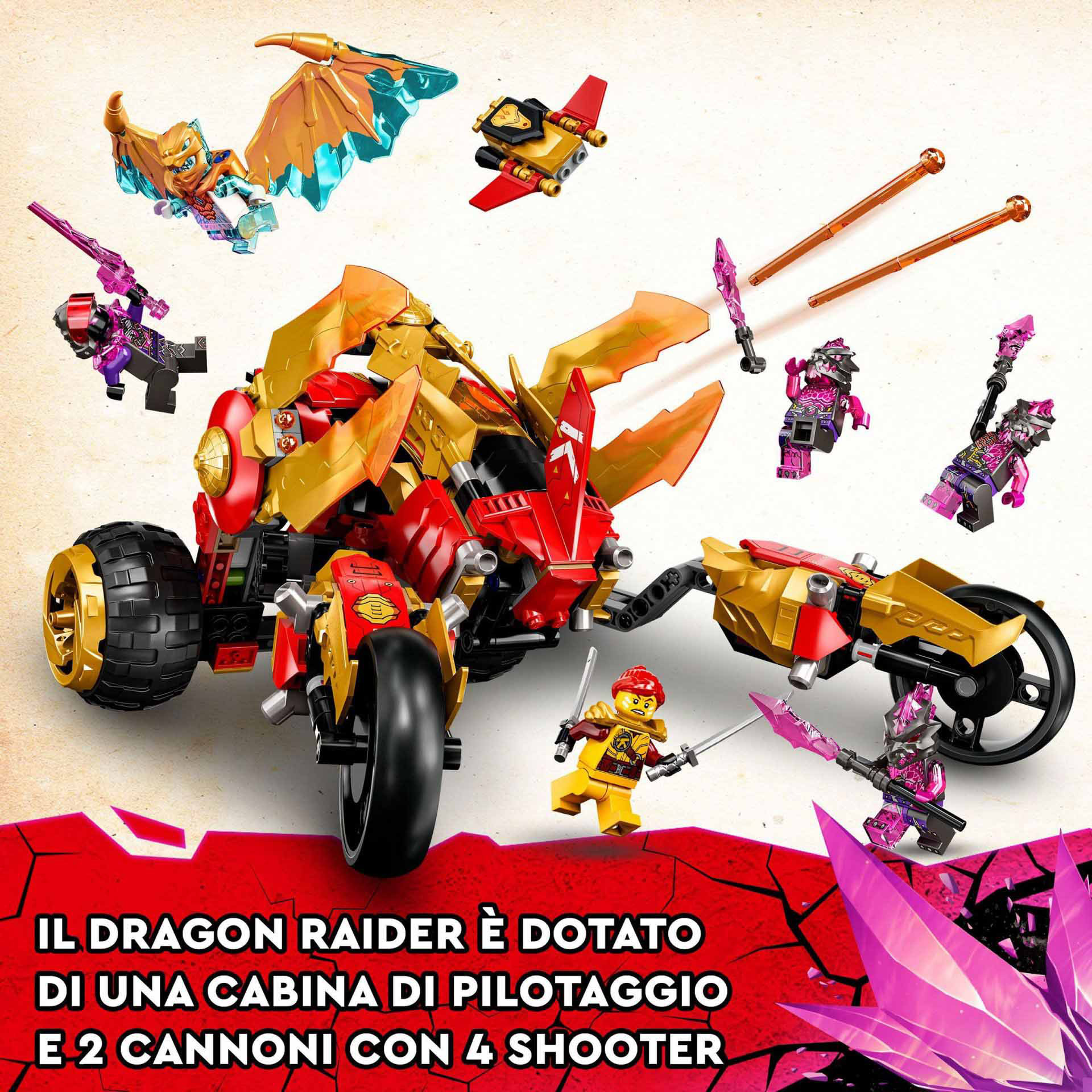 LEGO Ninjago Raider-Drago d'Oro di Kai, Set Serie TV Crystallized con Minifigur 71773, , large