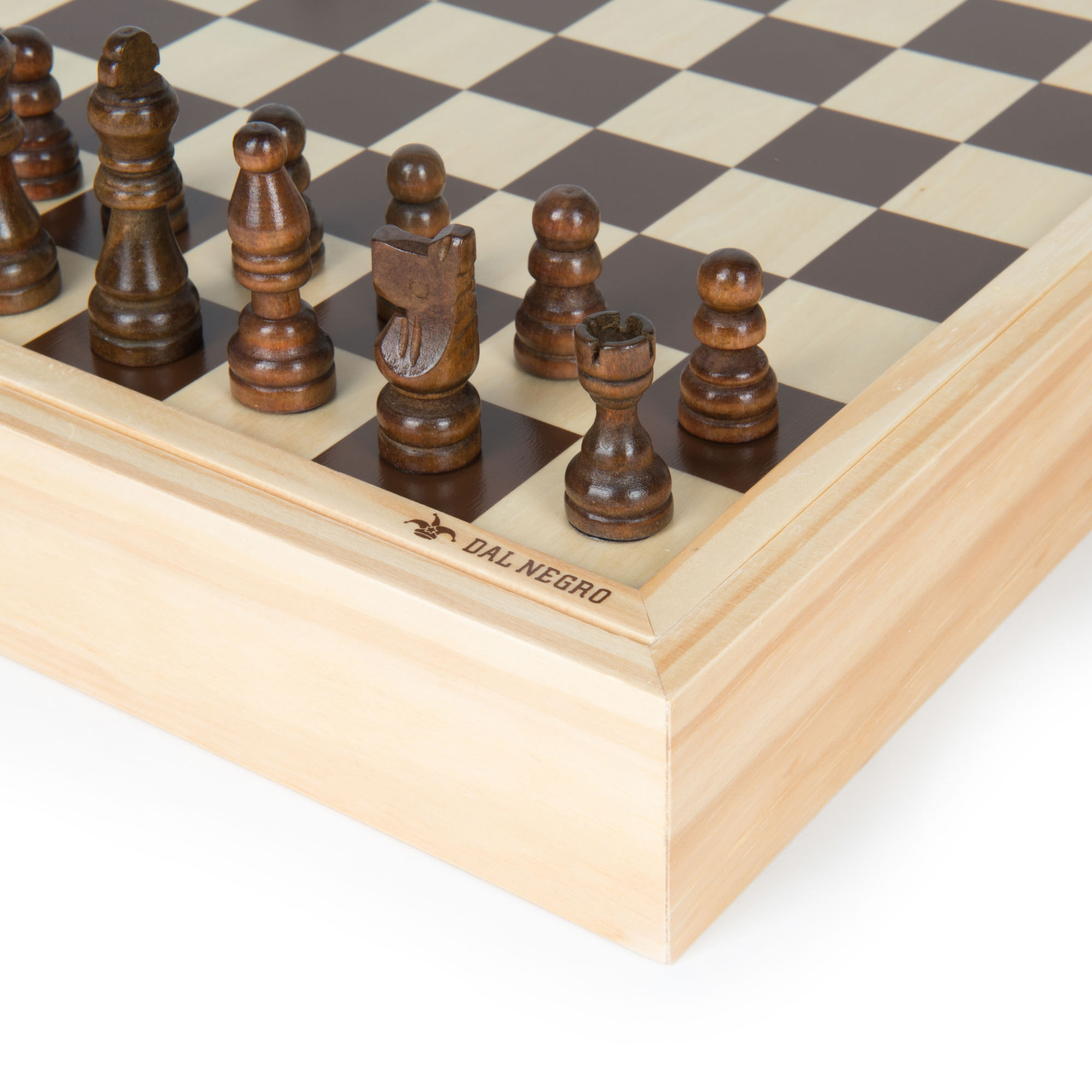 Gioco da tavola dama scacchi e tria in legno, , large