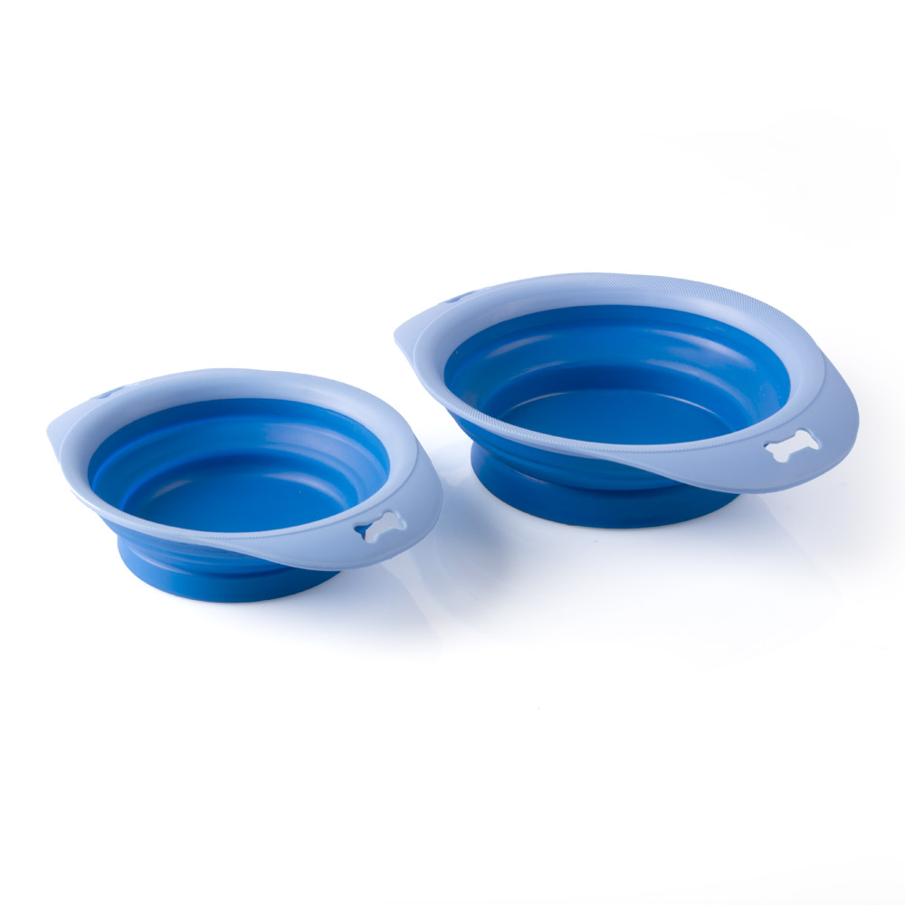 Set 2 ciotole pieghevoli per cane e gatto, , large