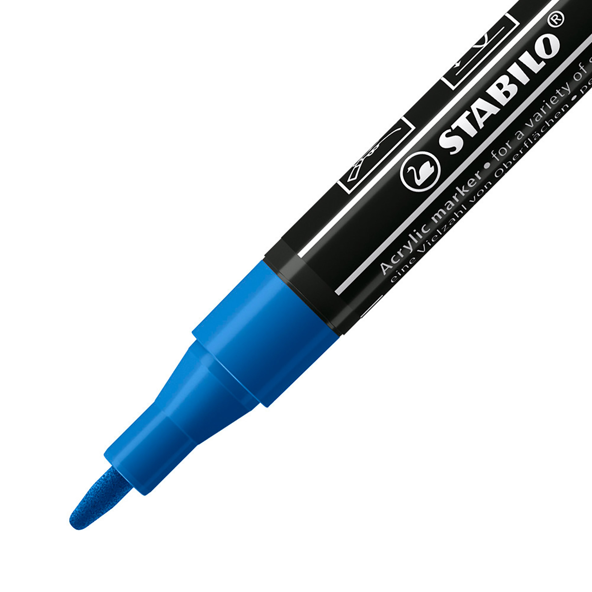 STABILO FREE Acrylic - T100 Punta rotonda 1-2mm - Confezione da 5 - Blu scuro, , large