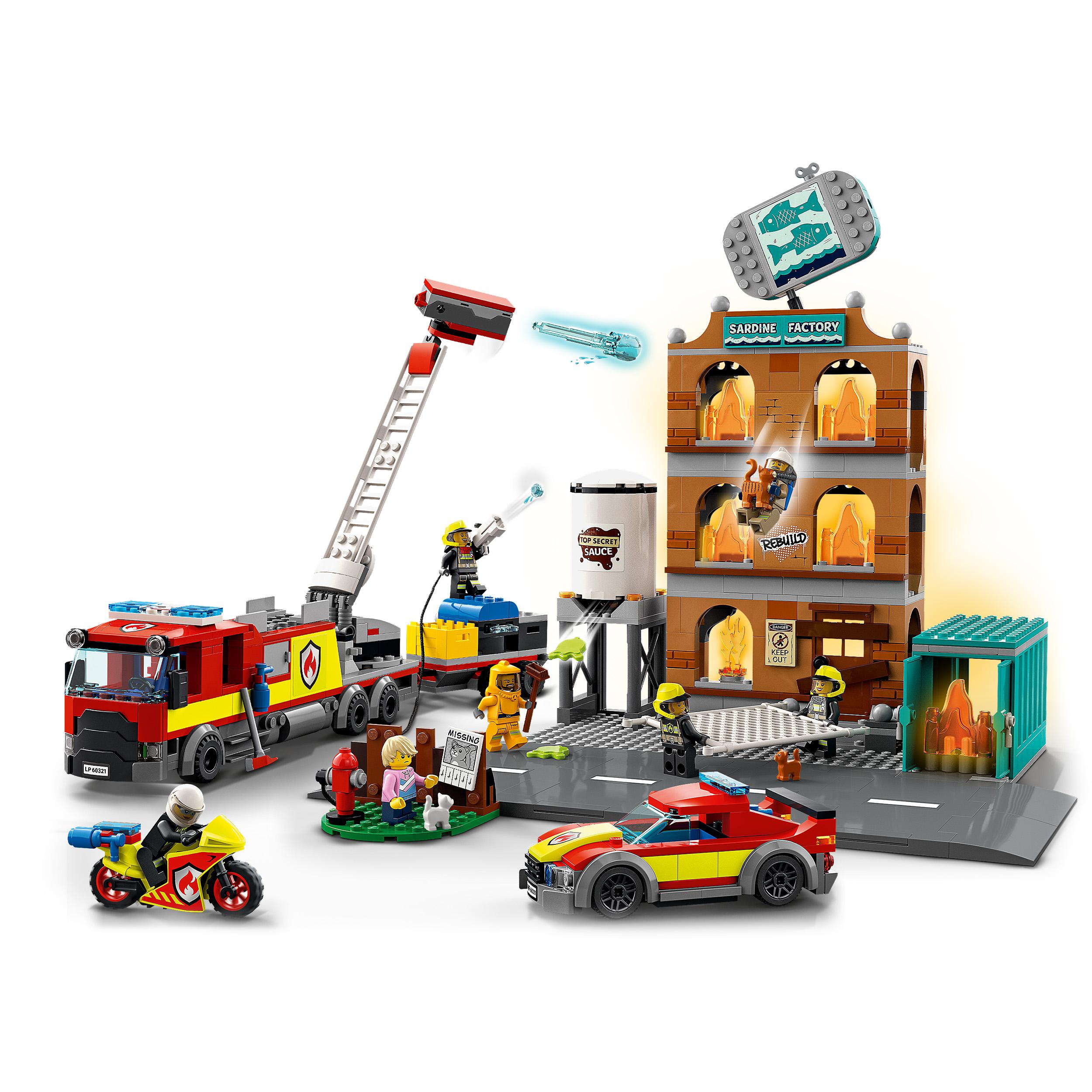LEGO City Fire Vigili del Fuoco, Edificio con Fiamme, Camion dei Pompieri Giocat 60321, , large